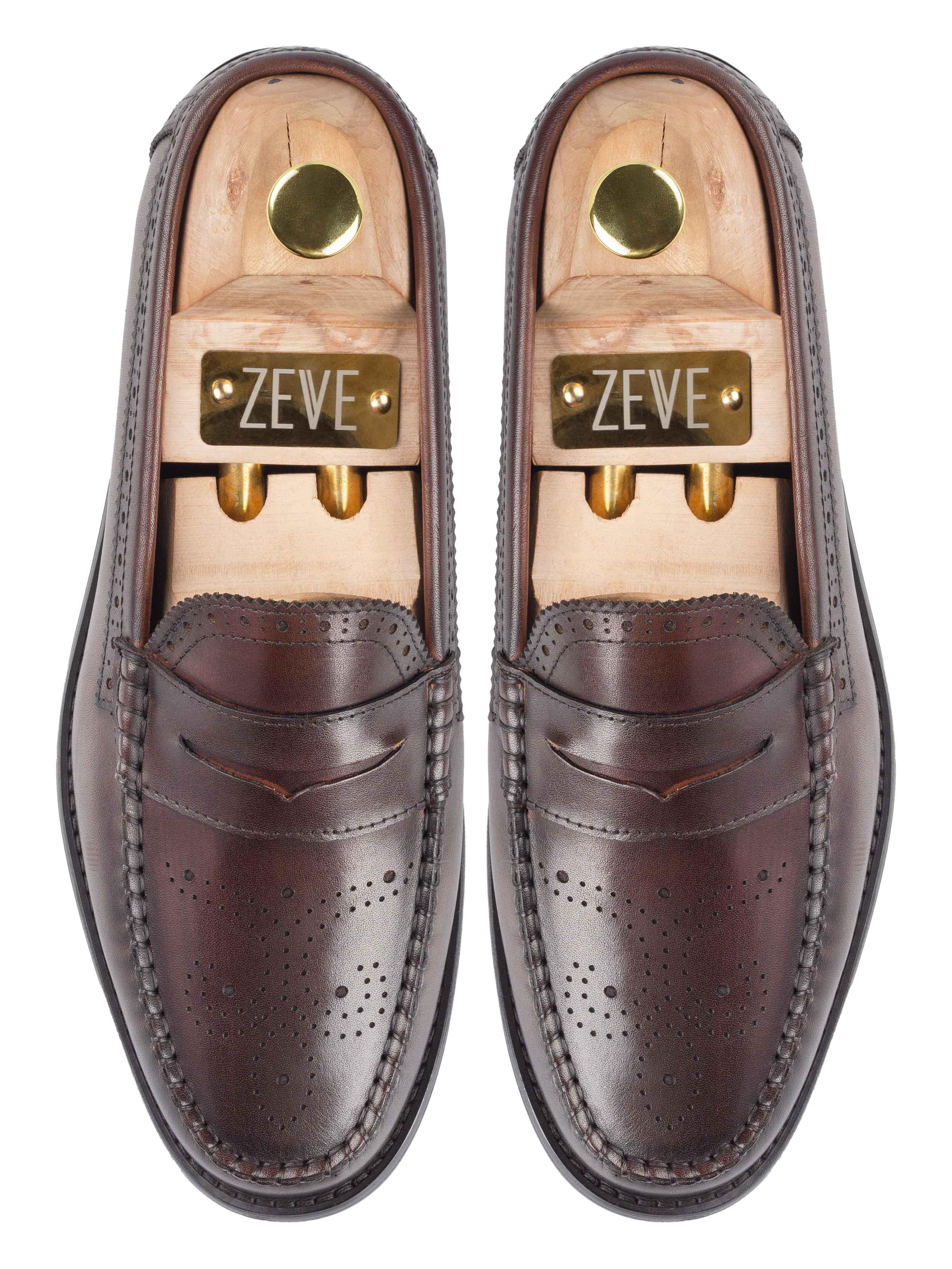 Top-Brogue-Penny-Loafer-Coffee - Zeve