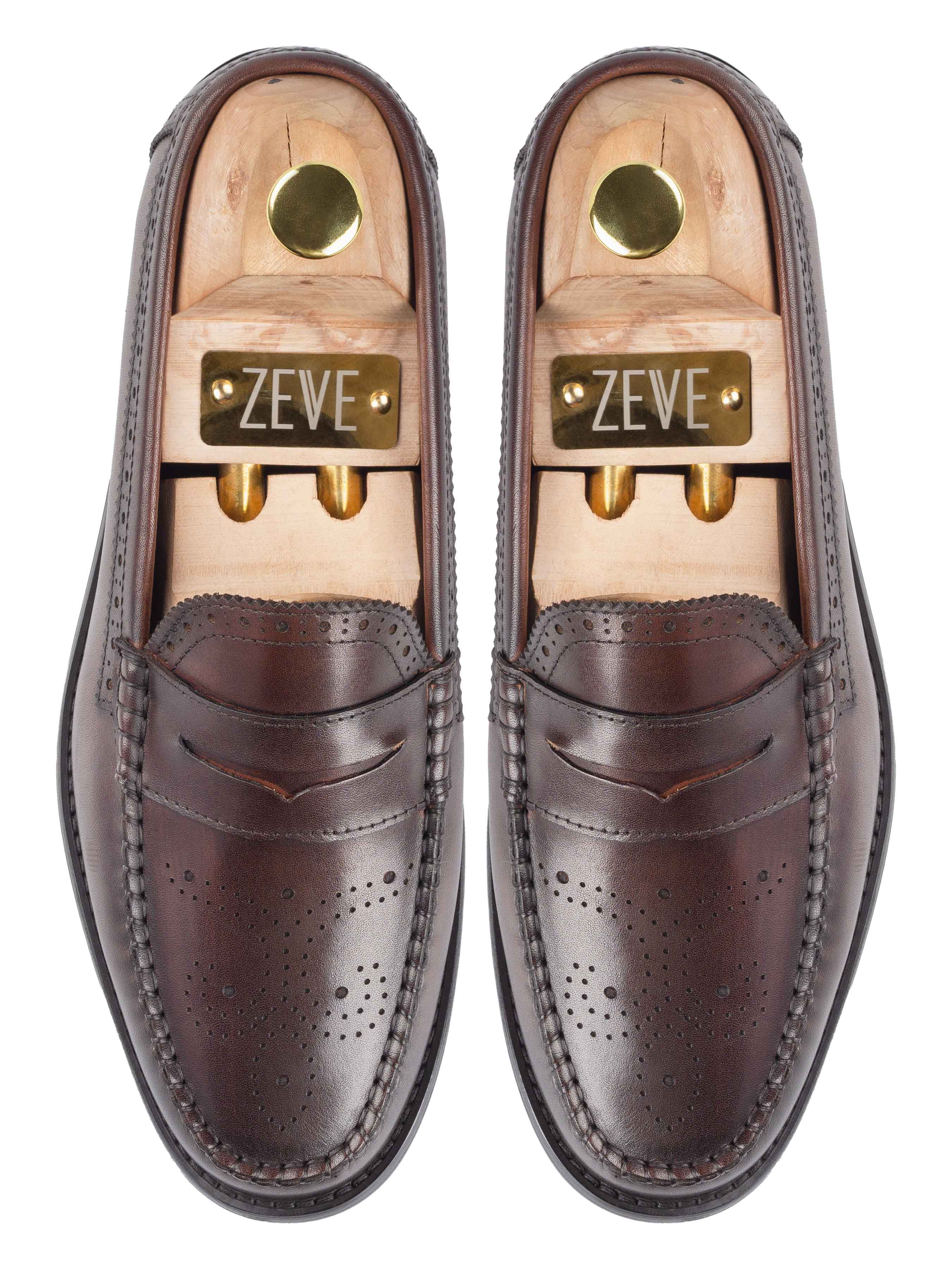 Top-Brogue-Penny-Loafer-Coffee - Zeve