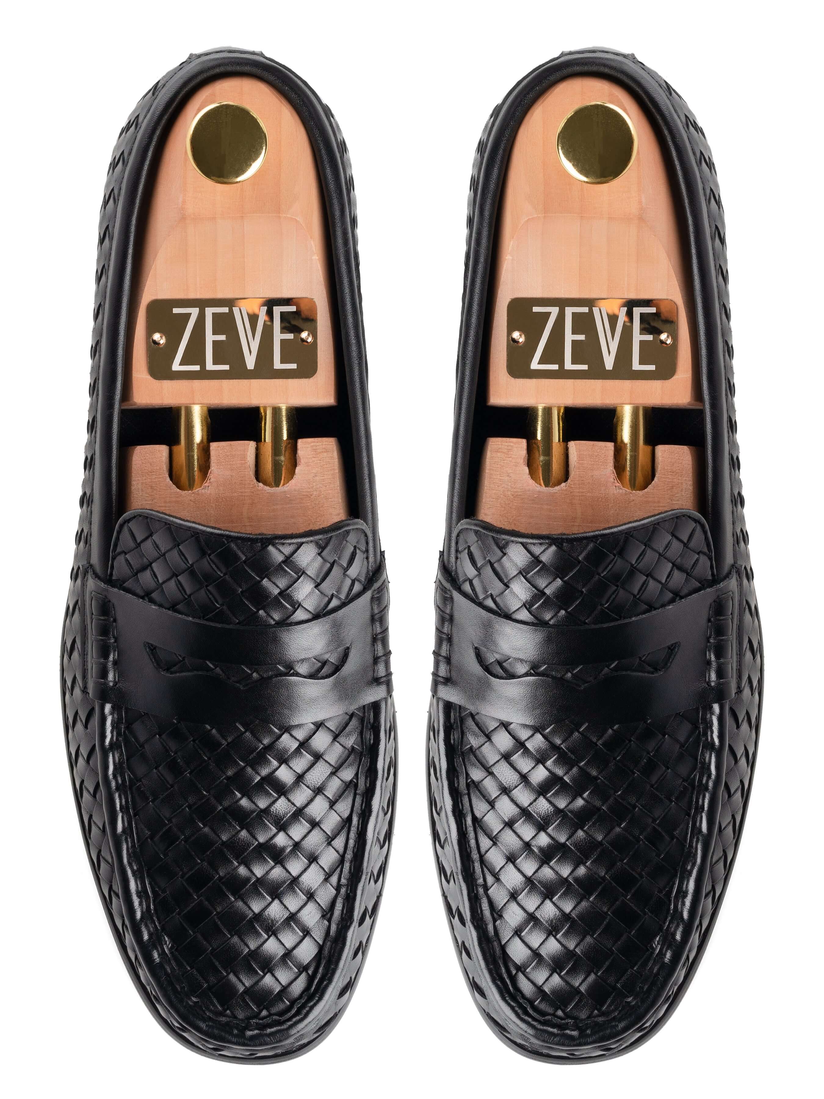 Marco Penny Loafer - Black Woven Leather