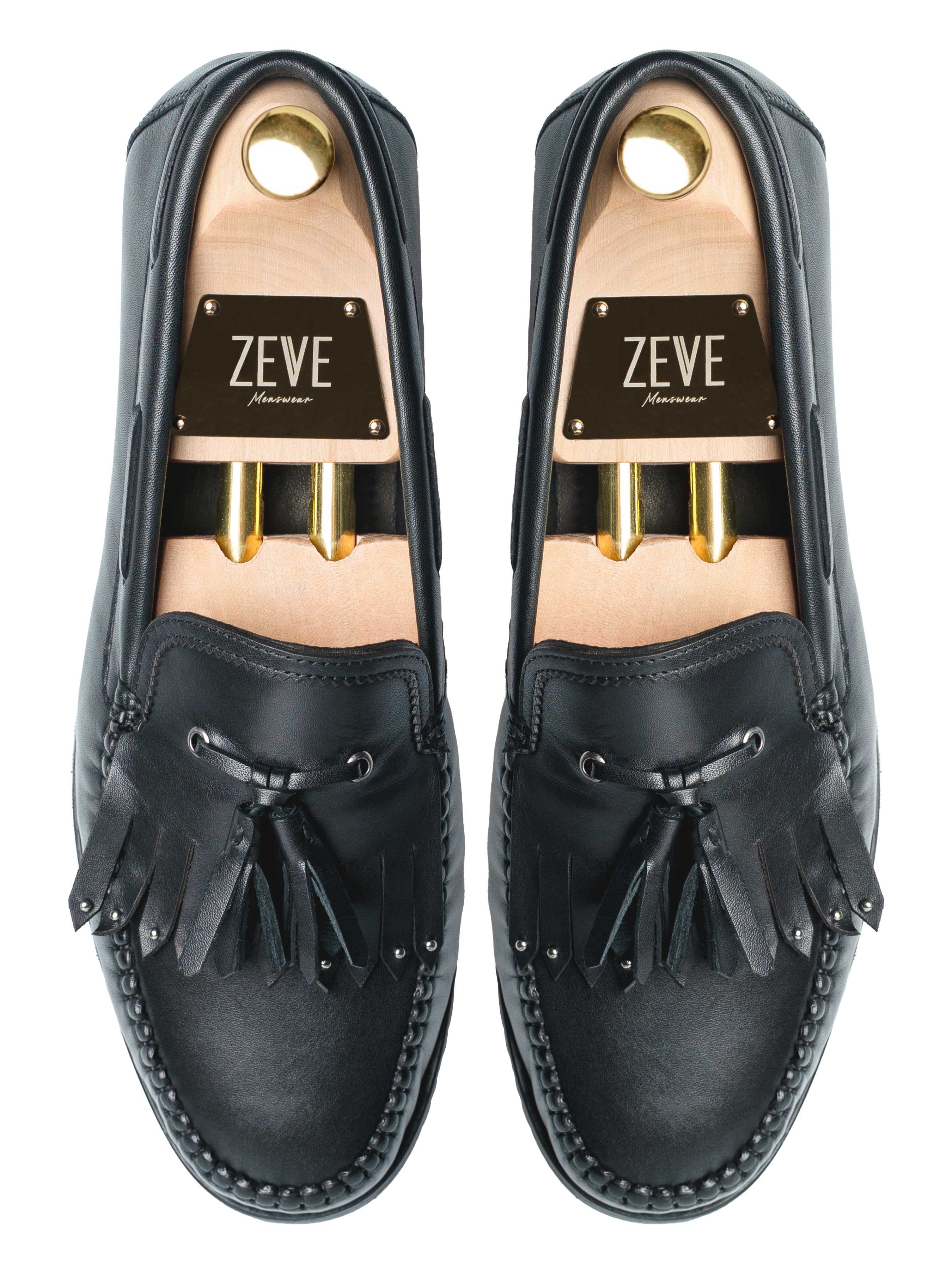 Alessio Studded Loafer - Solid Black Leather
