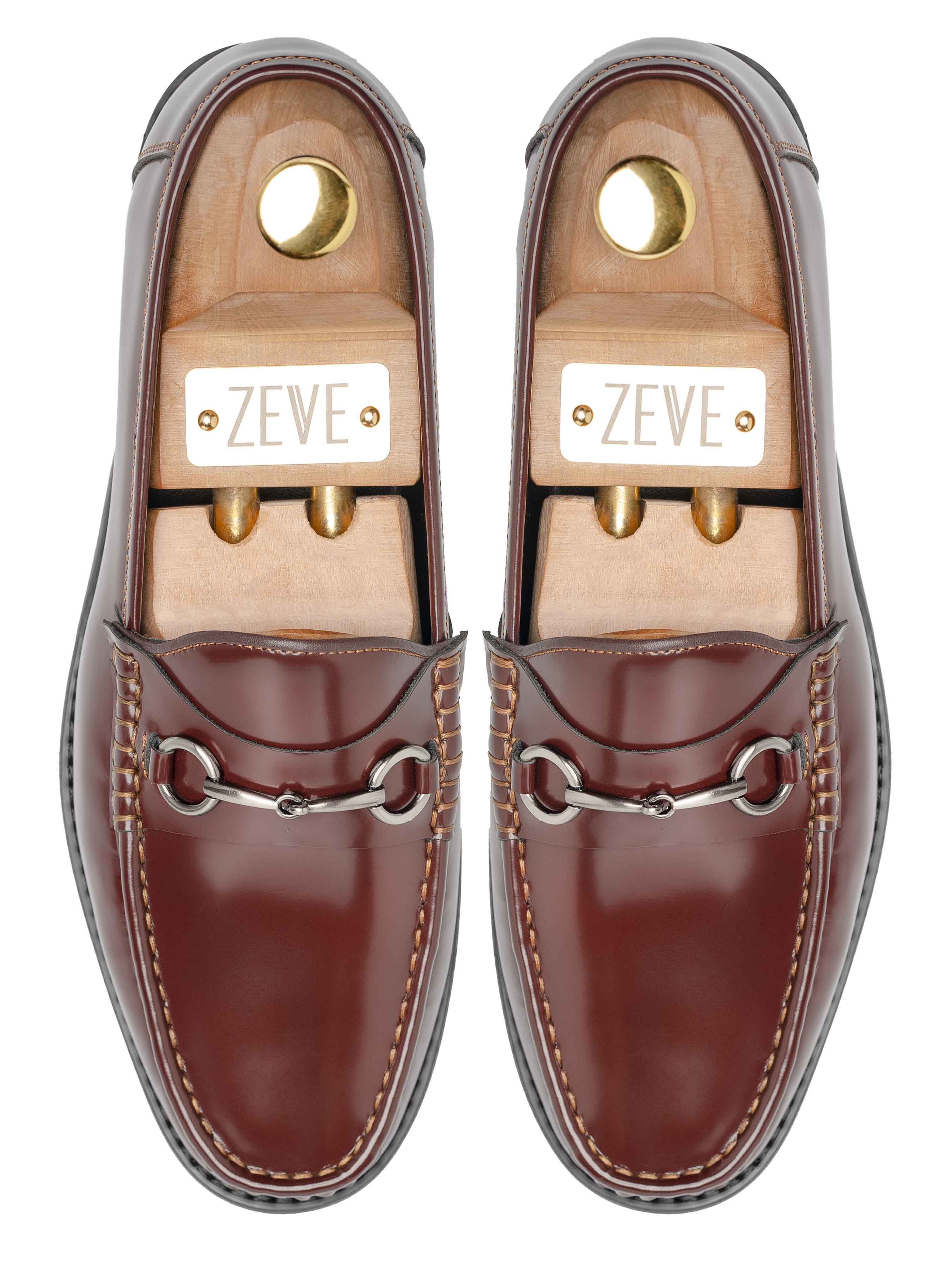 TopHorsebitMoccasinLoaferCognacTanPatentLeather - Zeve