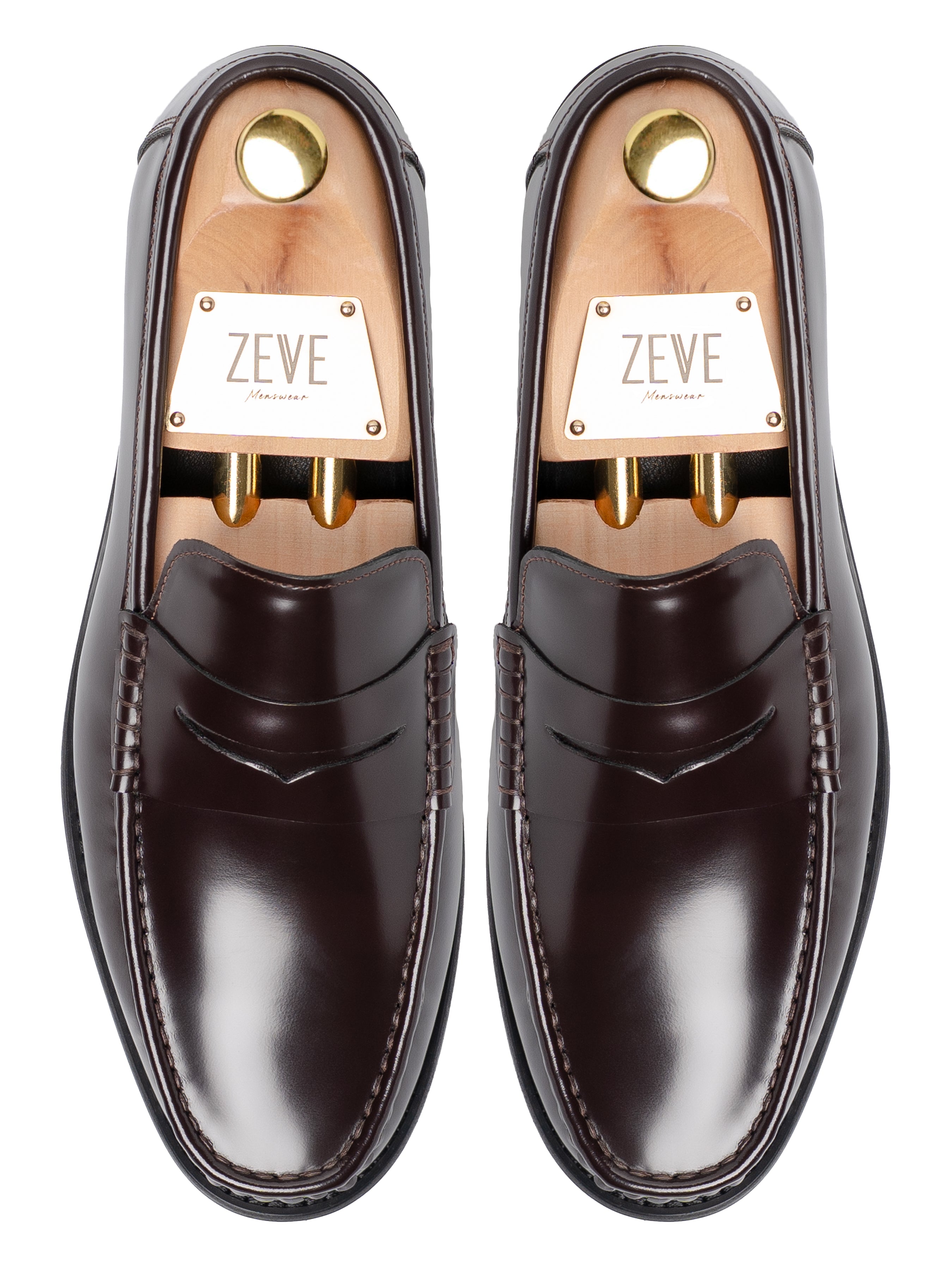 TopMarcoPennyLoaferCoffeeBrownPolishedLeather - Zeve
