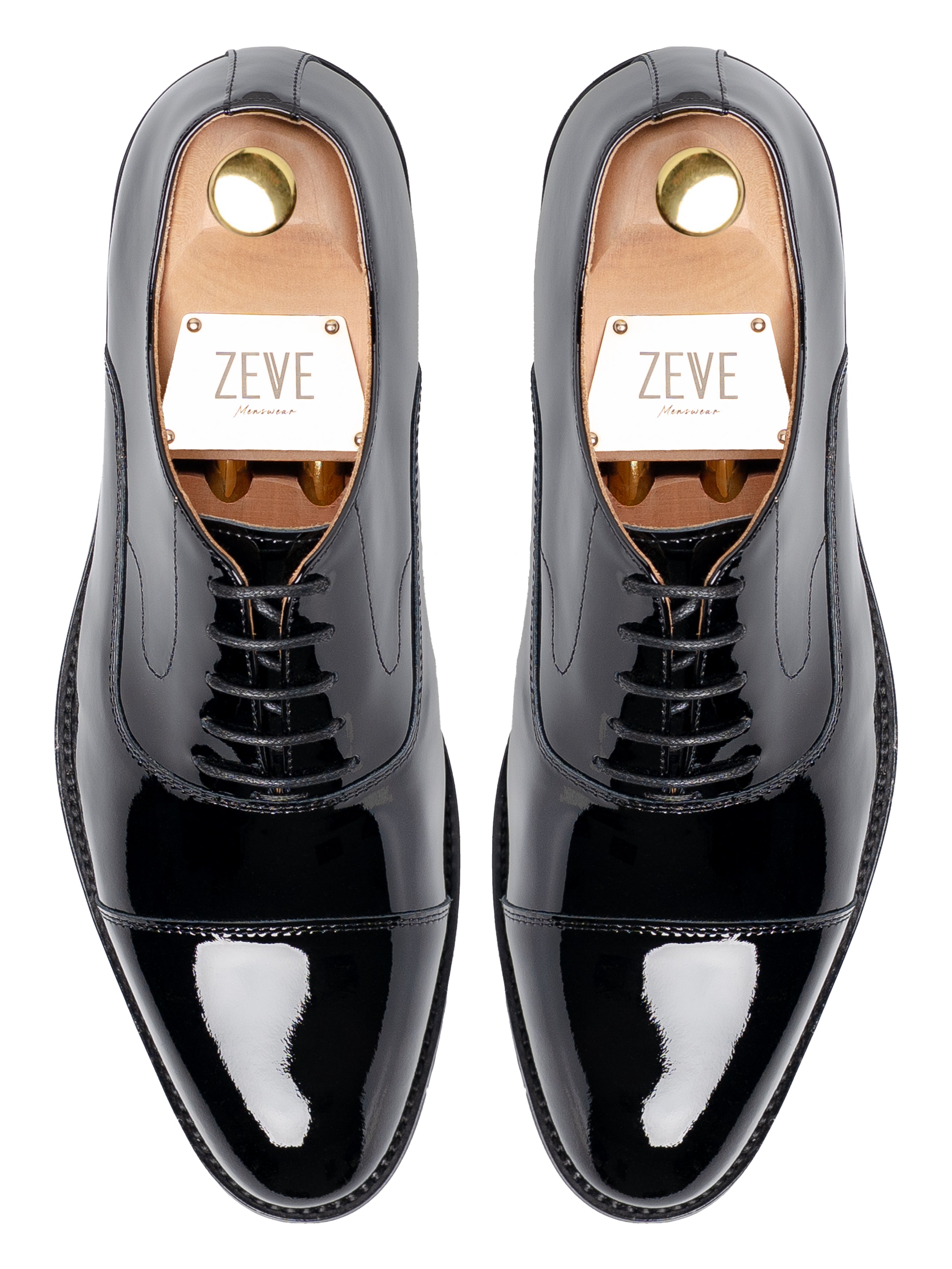 Oxford Cap Toe Tux - Black Patent Leather