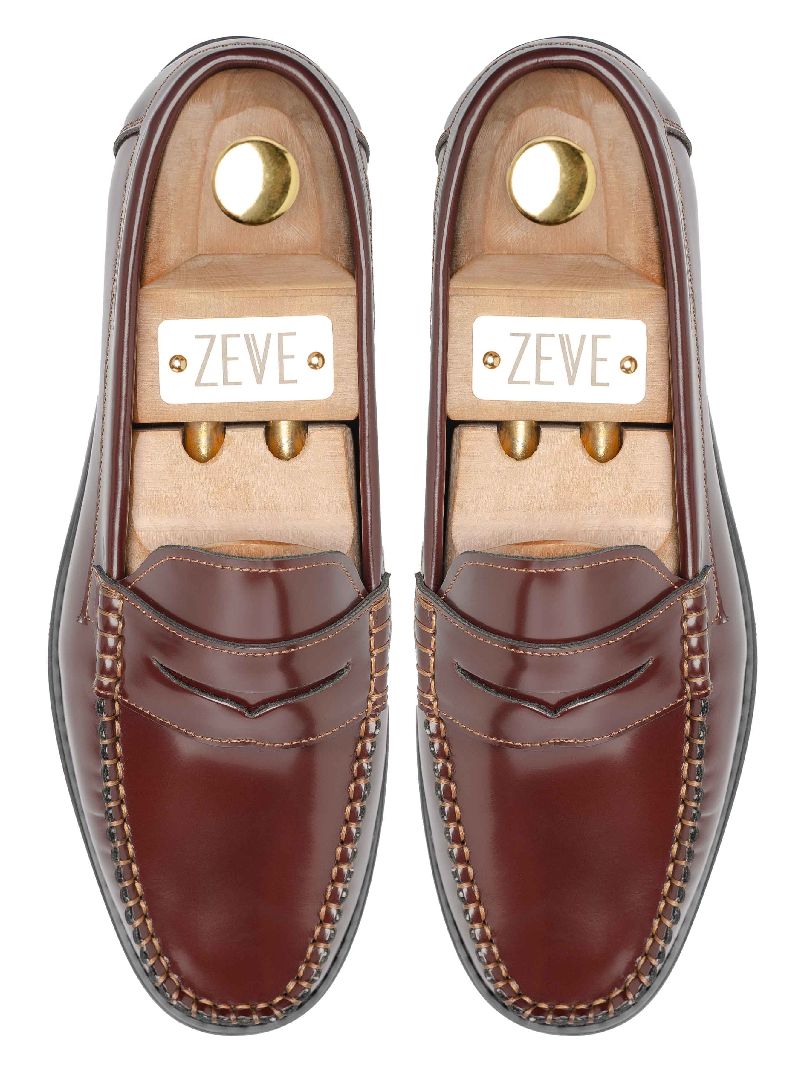 TopPennyLoaferCognacTanPatentLeather - Zeve