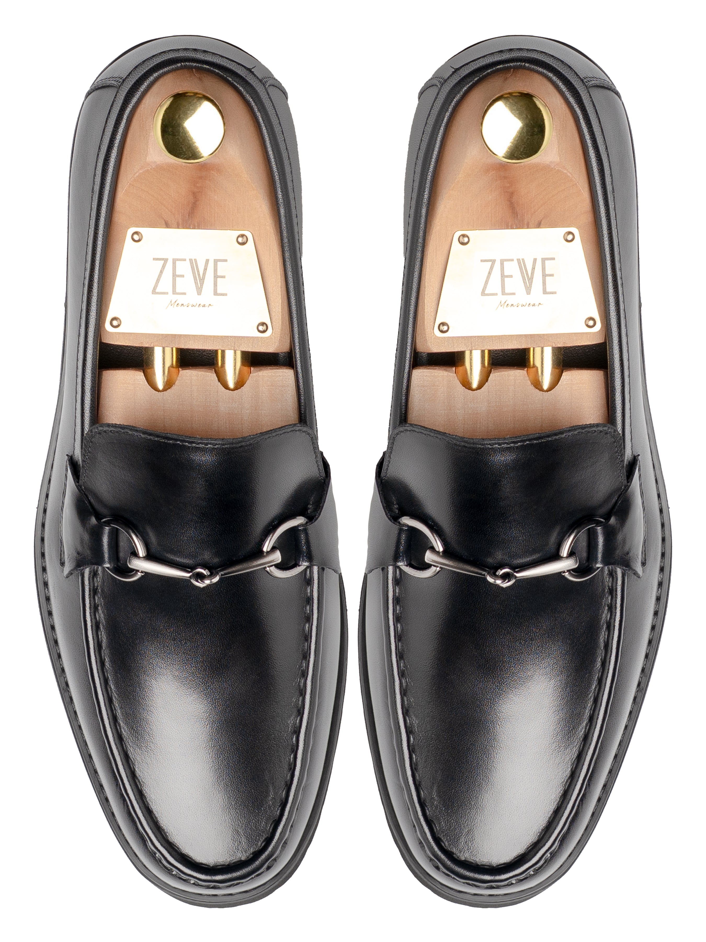 Penny Loafer Horsebit Silver Buckle- Black Leather (Eva Combat)