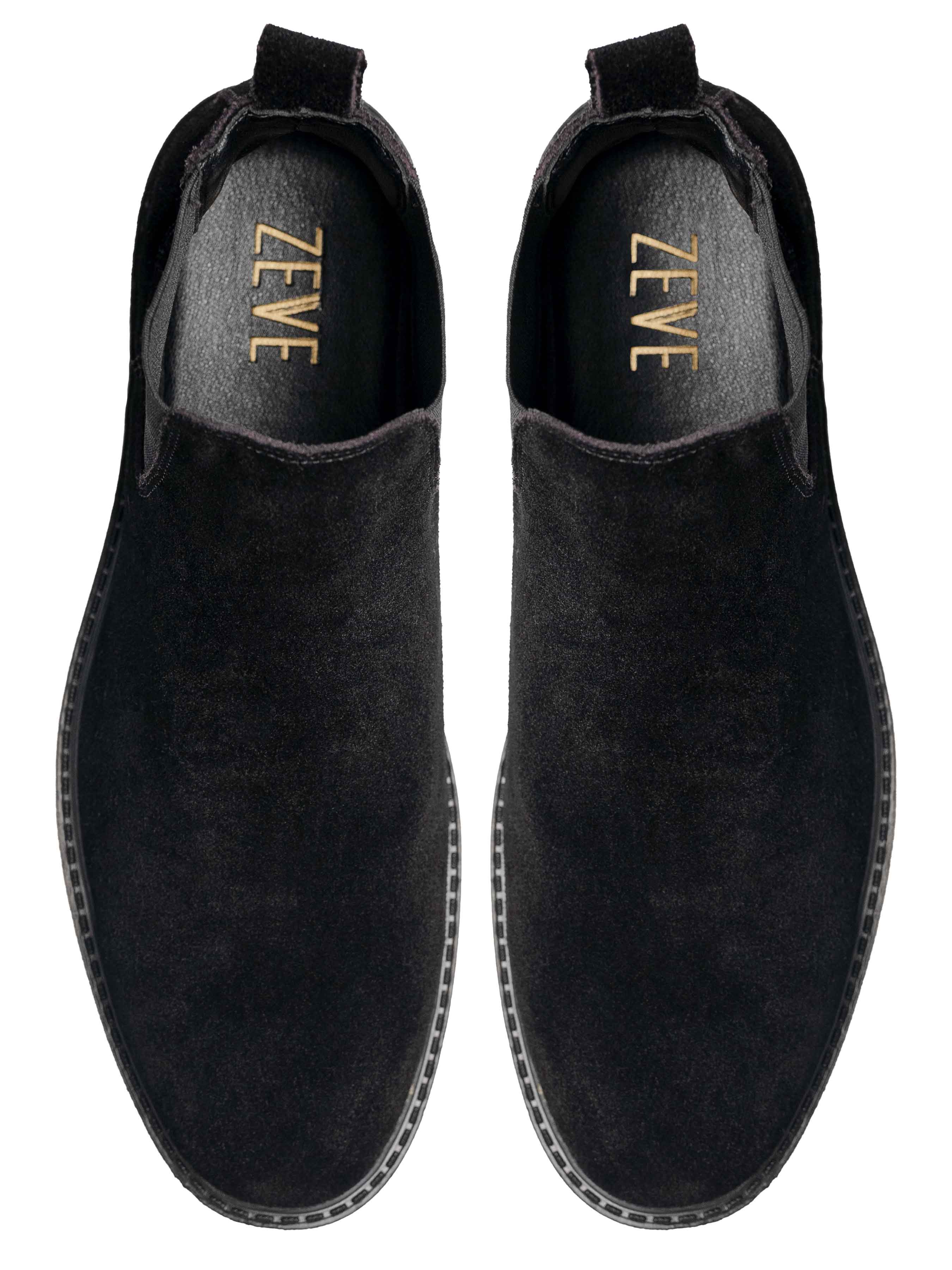TopStefanoBootsBlackSuedeLeather_CrepeFlex - Zeve