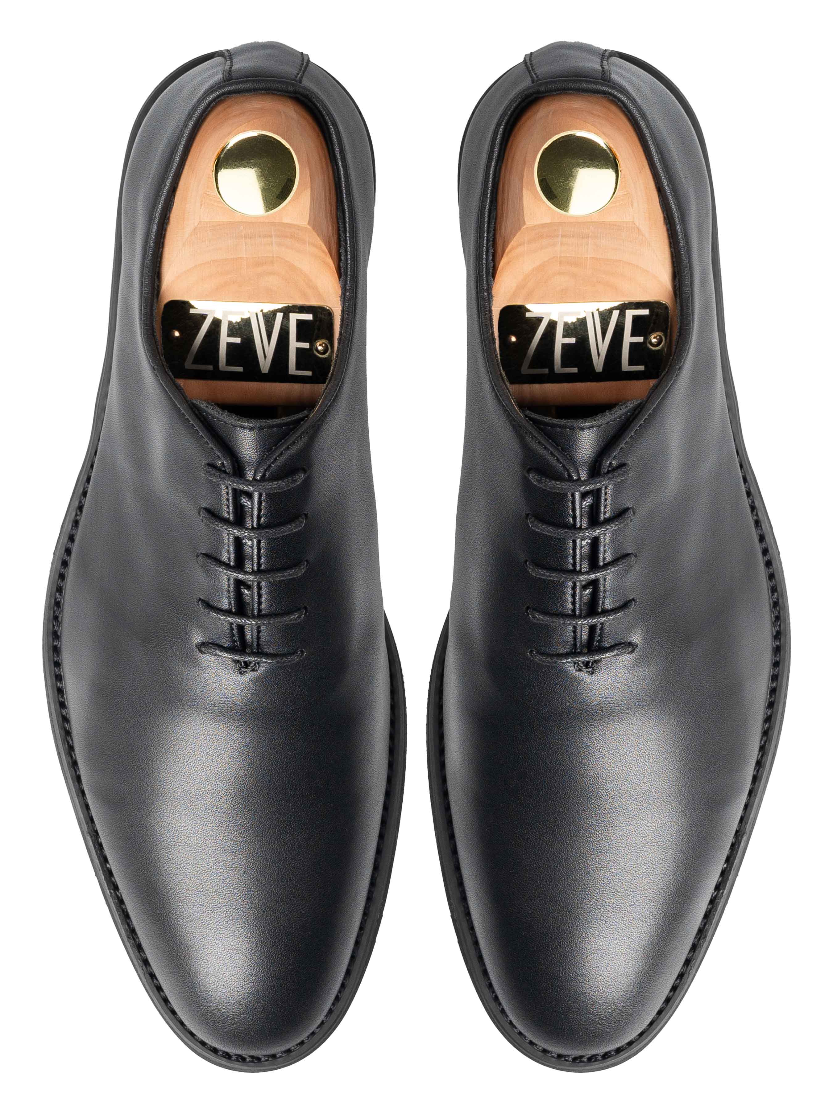 TopWholecutOxfordBlackLaceup_FlexiSole - Zeve