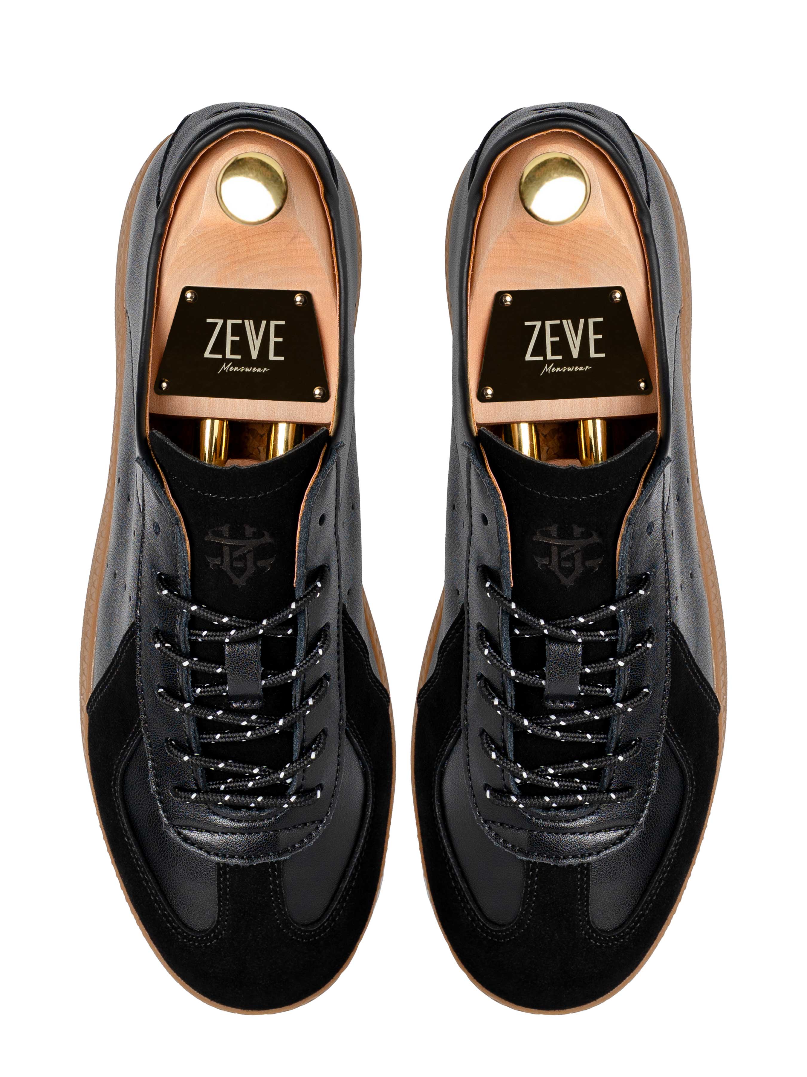 Zeve Trainers - Solid Black Suede