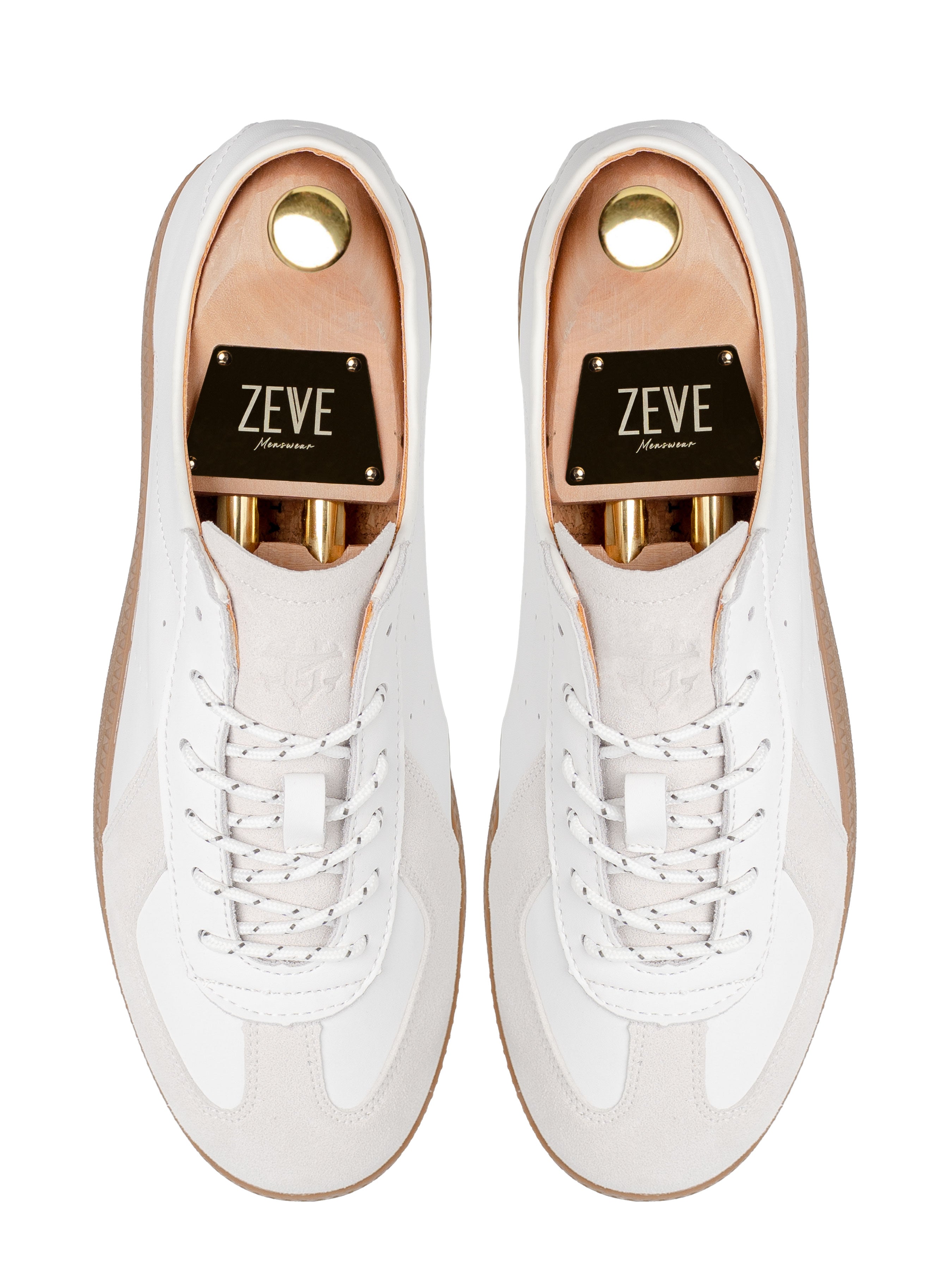 Zeve Trainer Sneaker - White Gray Suede