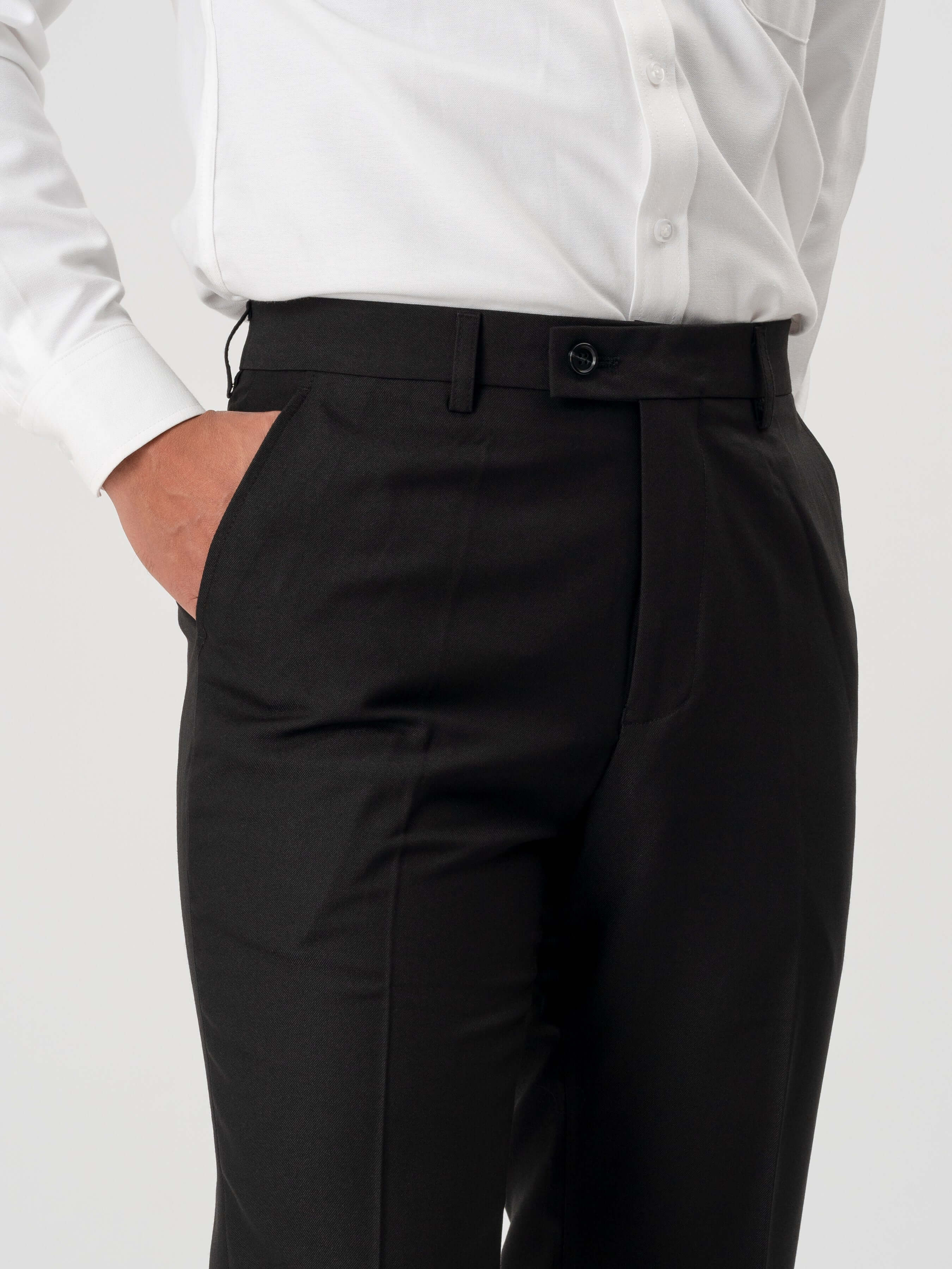 Trousers With Belt Loop - Tuxedo Black Plain (Slim Straight)