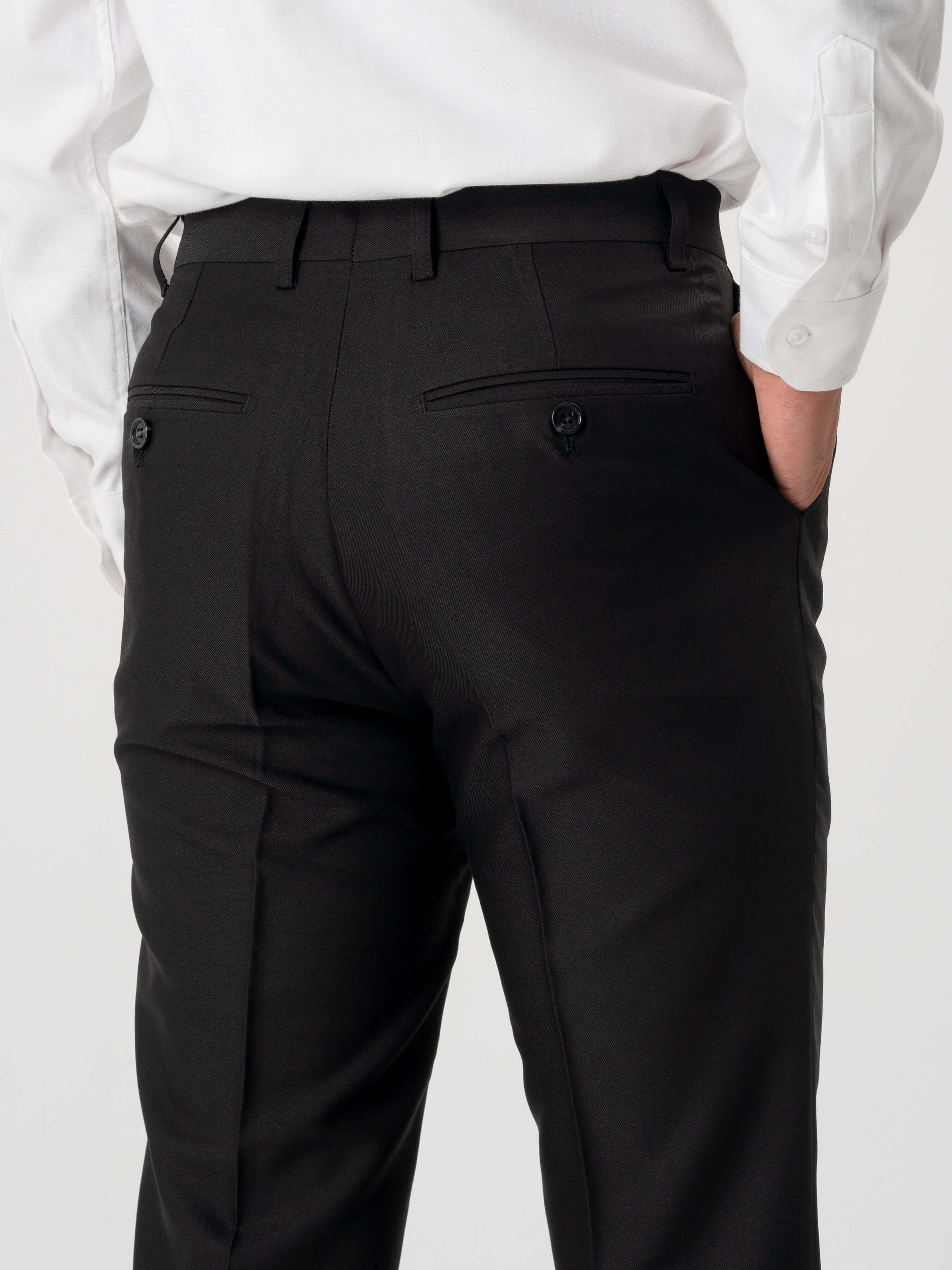Trousers With Belt Loop - Tuxedo Black Plain (Slim Straight)