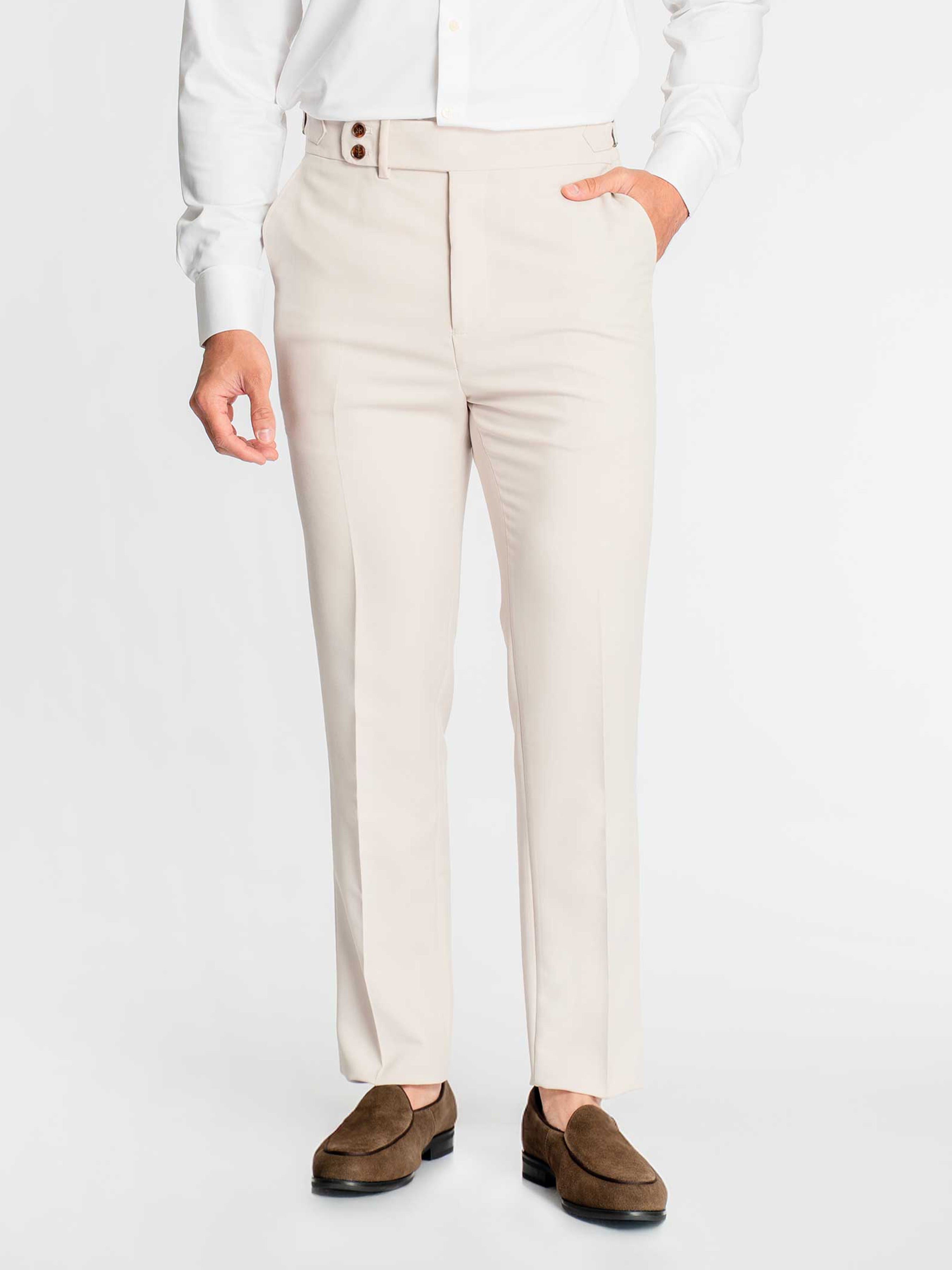 Trousers With Side Adjuster -Chalk White (Slim Straight)