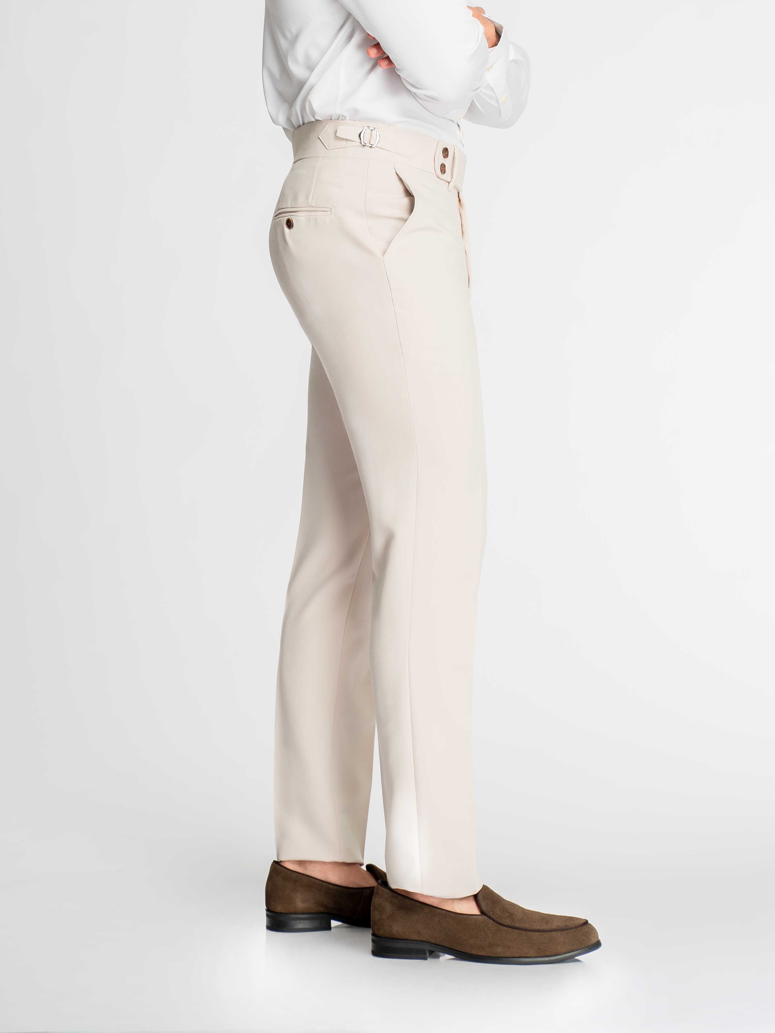 Trousers With Side Adjuster -Chalk White (Slim Straight)