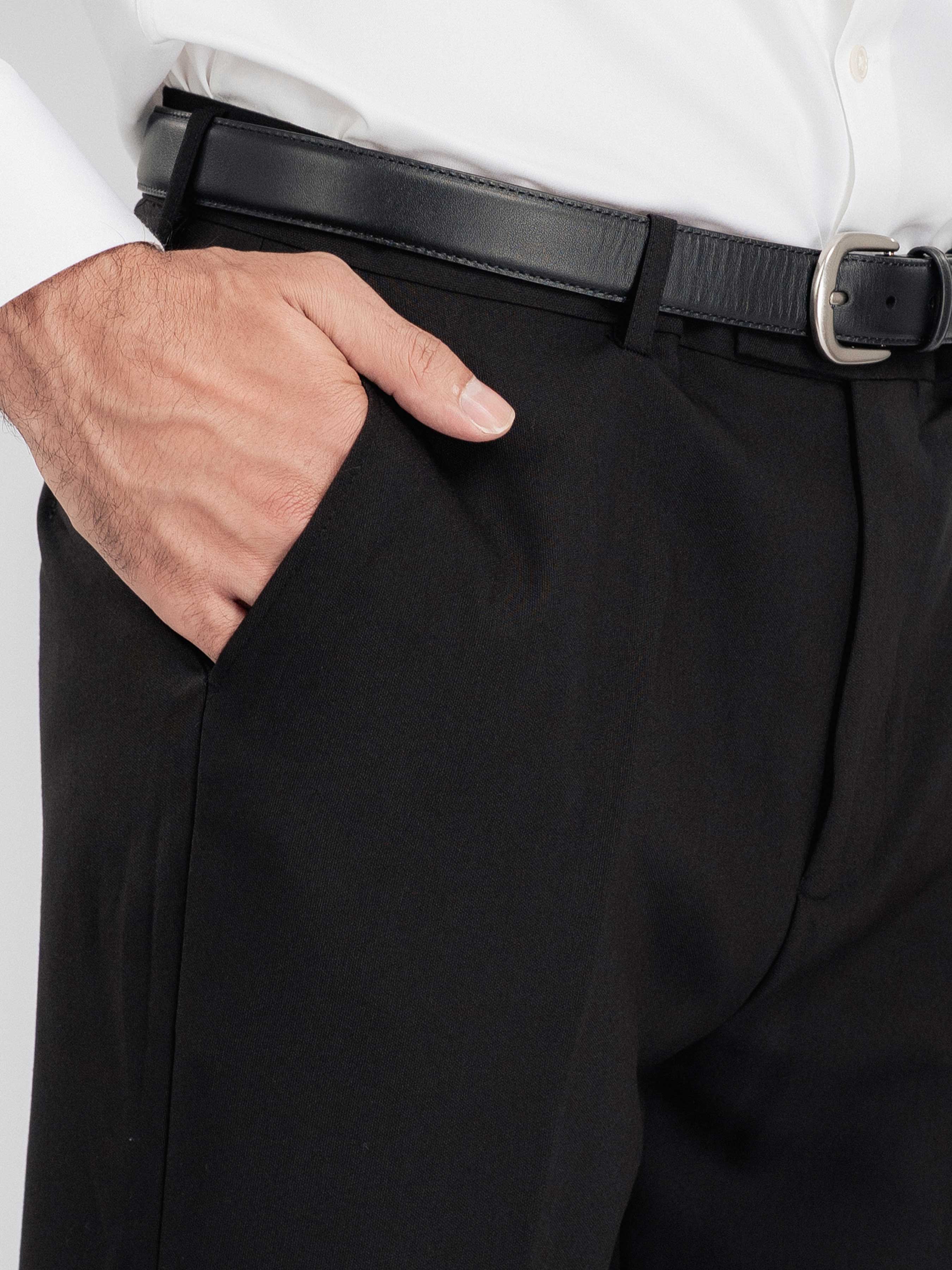 TrousersWithBeltLoopBlackCharcoalSlimStraight4 - Zeve