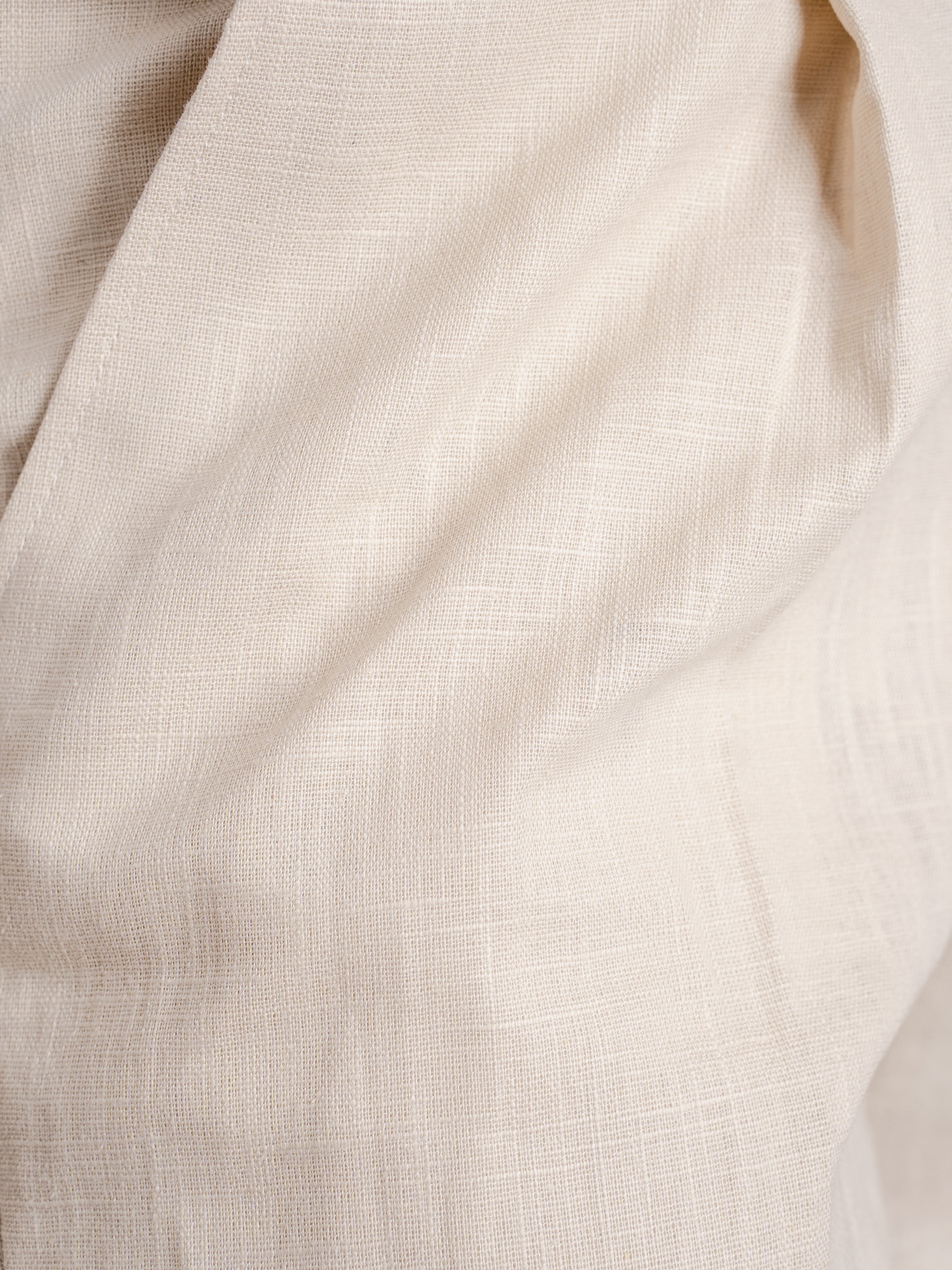 Trousers With Side Adjusters - Linen Cream Plain (Wide Fit)