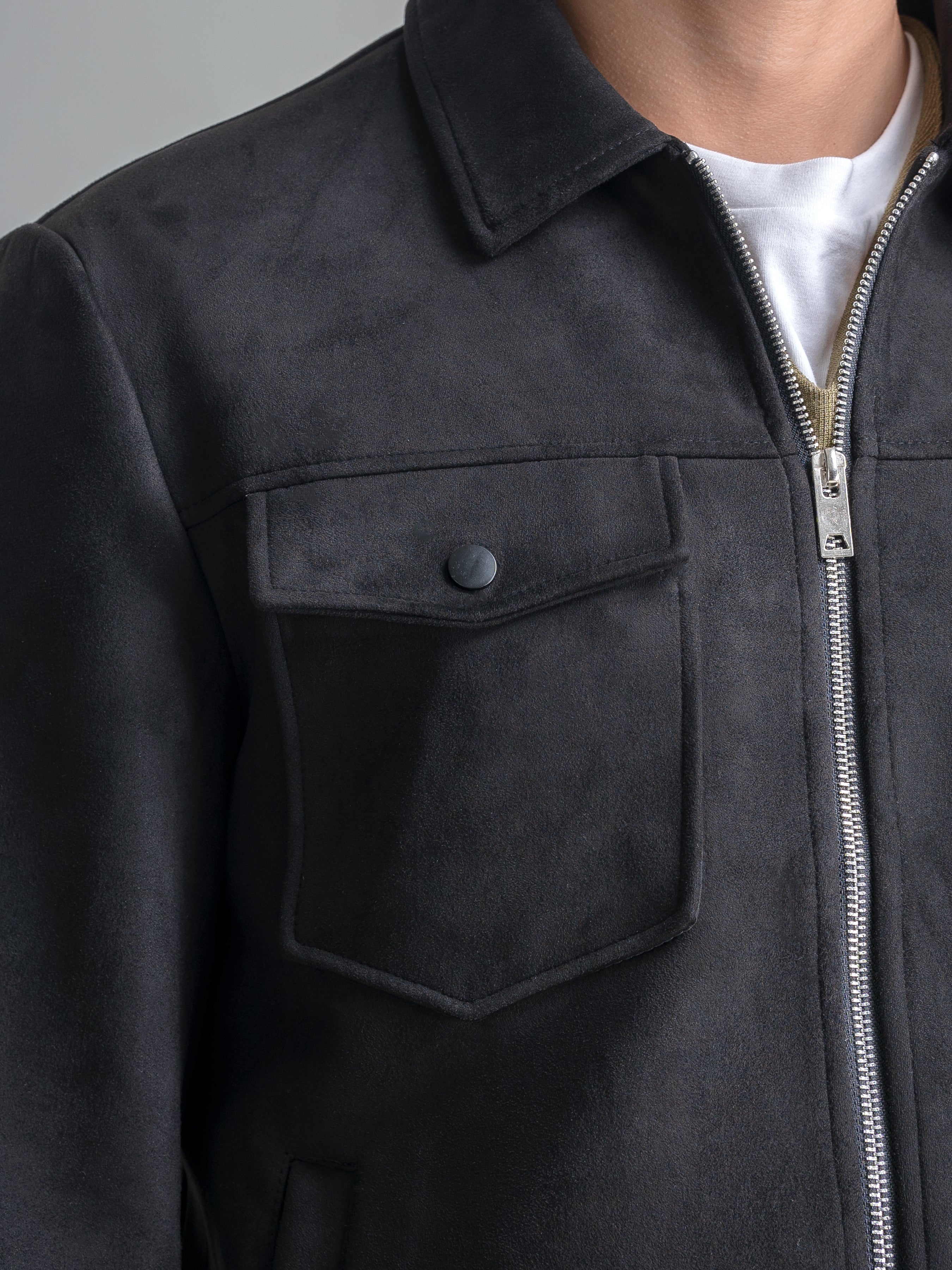 UpPocket-Black-Suede-Jacket-Zipper - Zeve