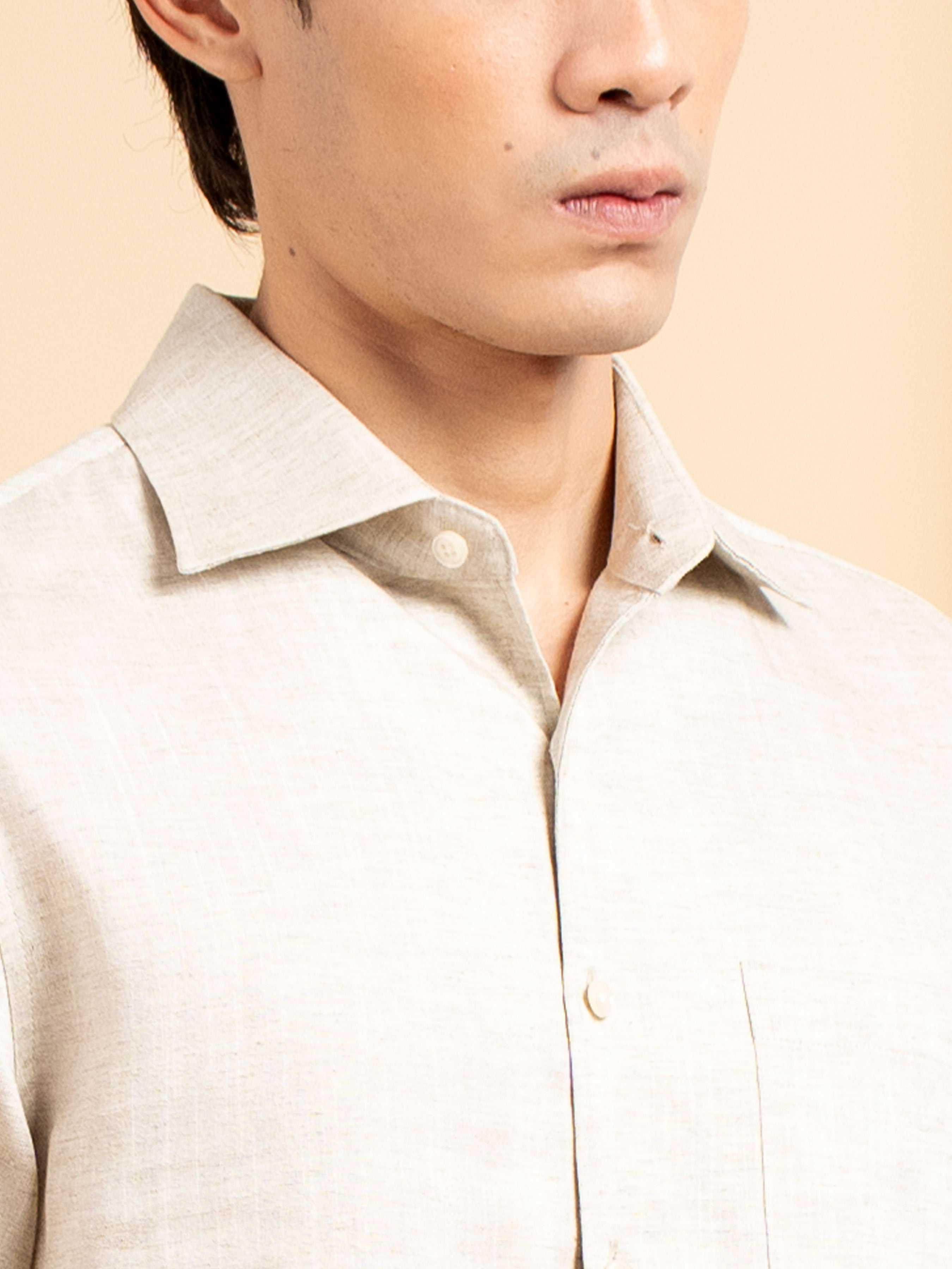 Vance Linen Shirt - Sand Windsor Collar