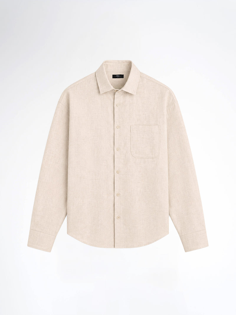 Vance Linen Shirt - Sand Windsor Collar