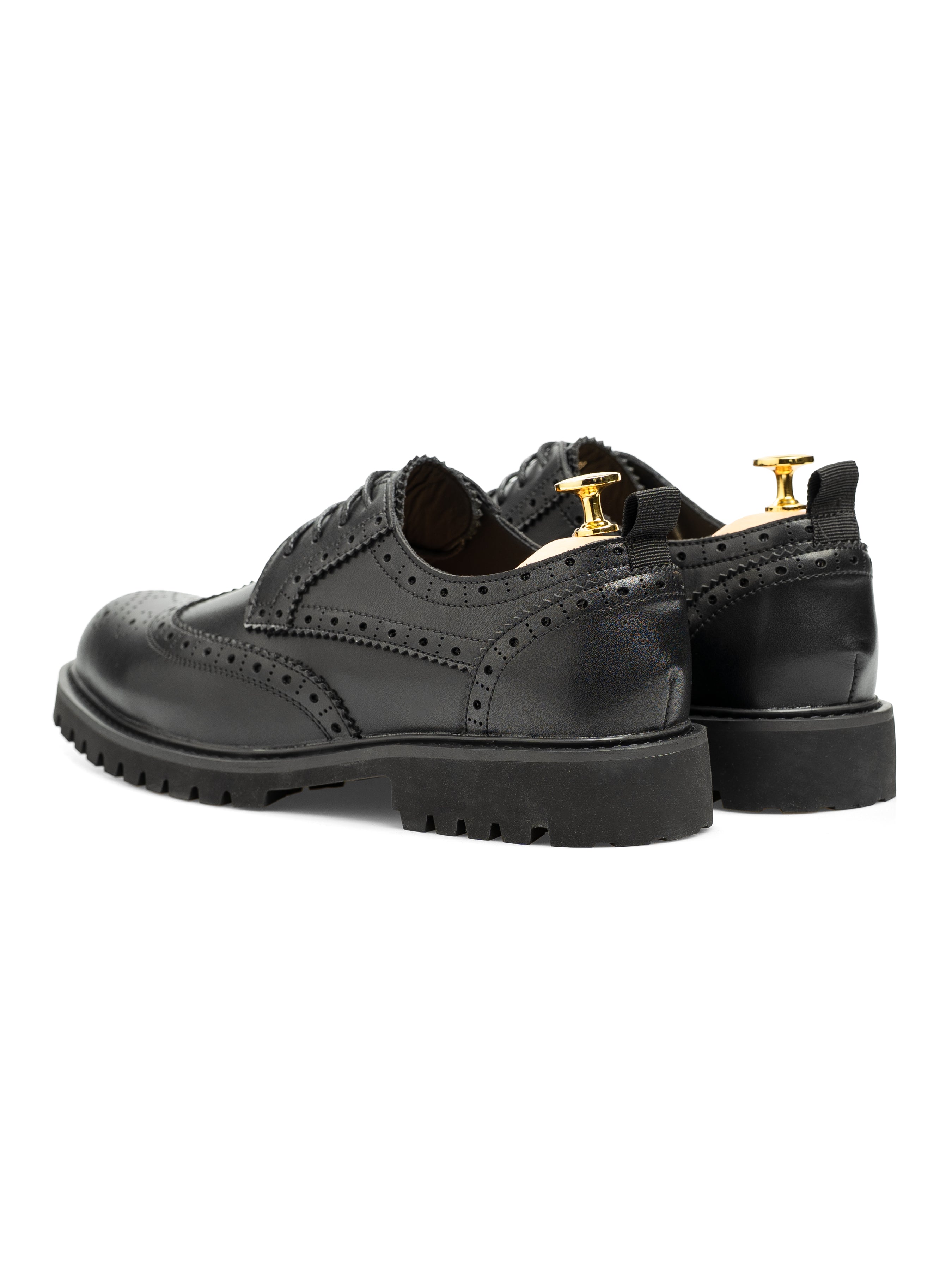 Varden Brogue - Solid Black Leather (Brava Sole)