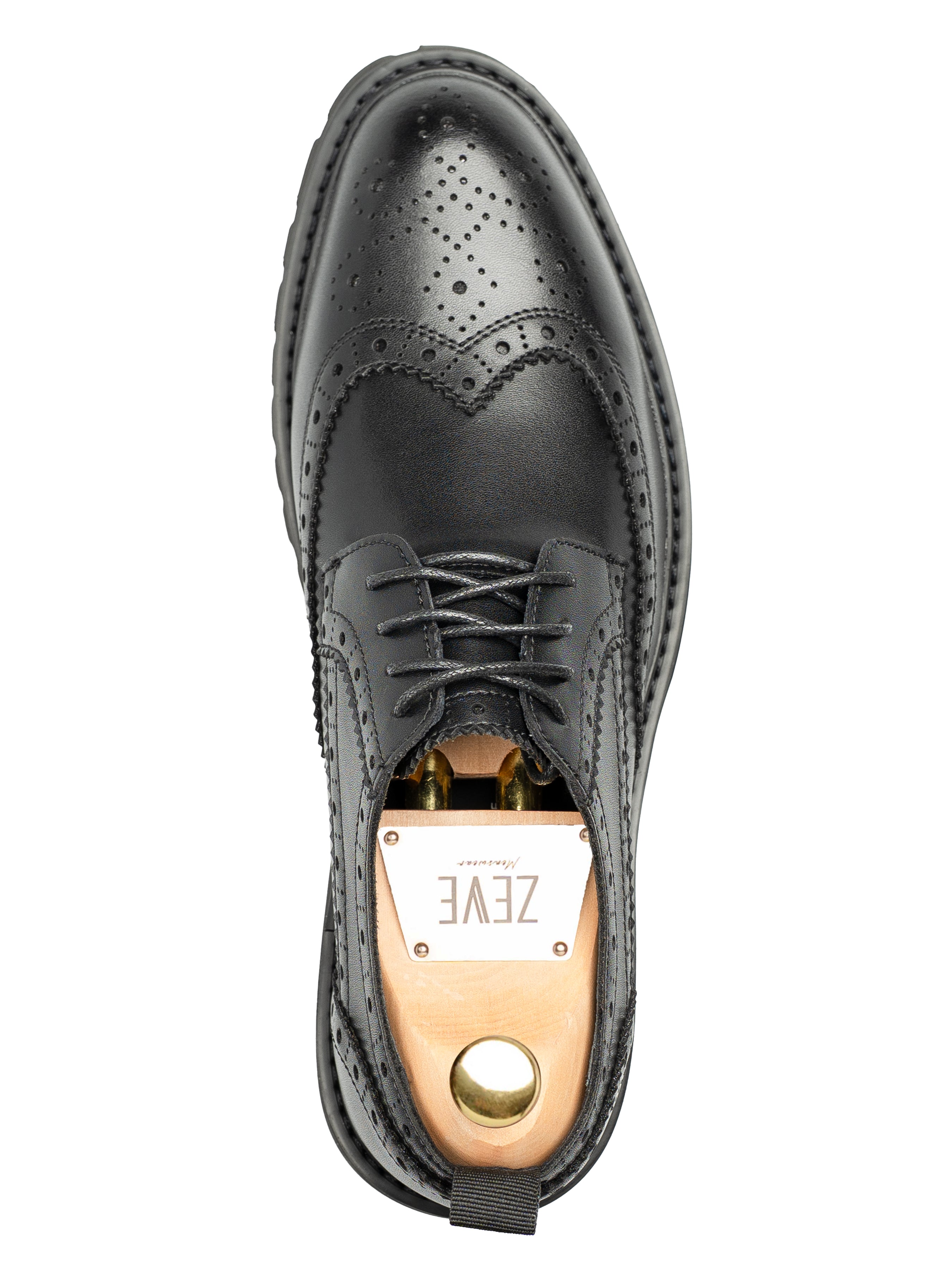 Varden Brogue - Solid Black Leather (Brava Sole)