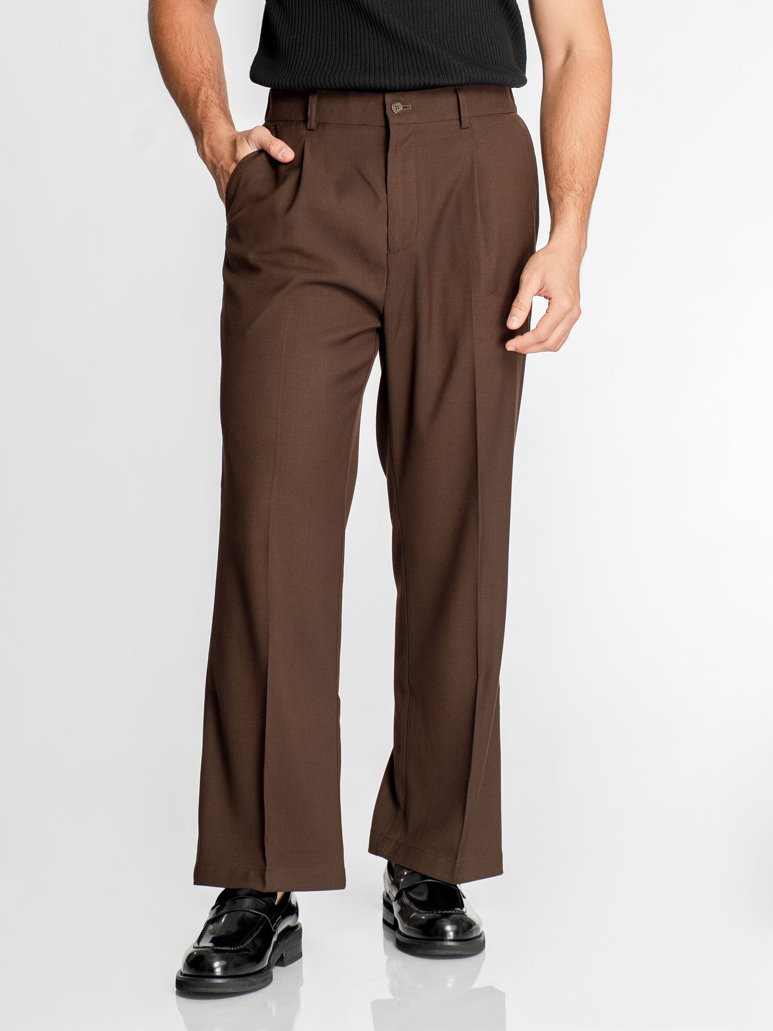 Velano Relaxed Trousers - Coffee (Wide Fit)