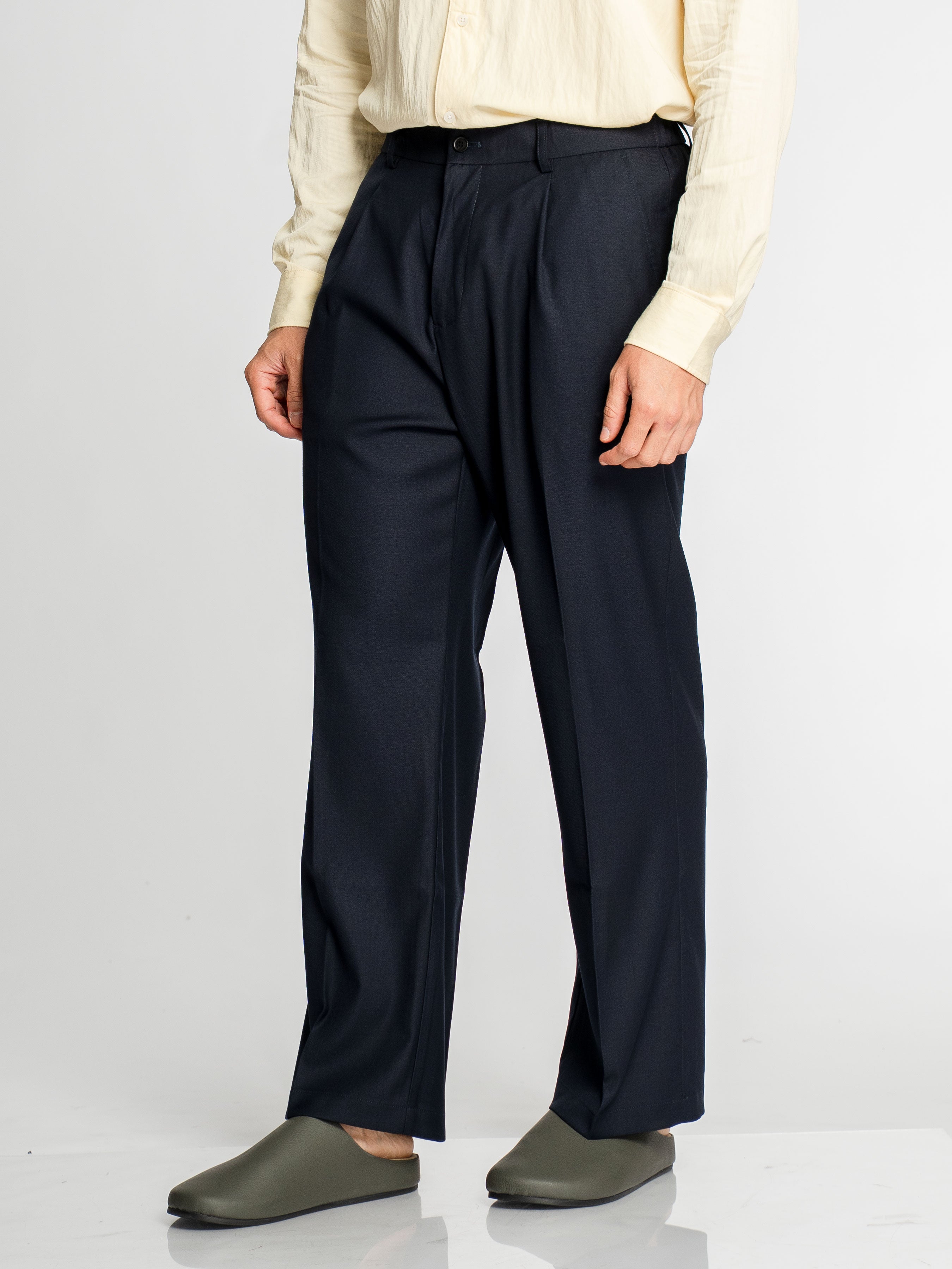 Velano Relaxed Trousers - Navy Blue (Wide Fit)