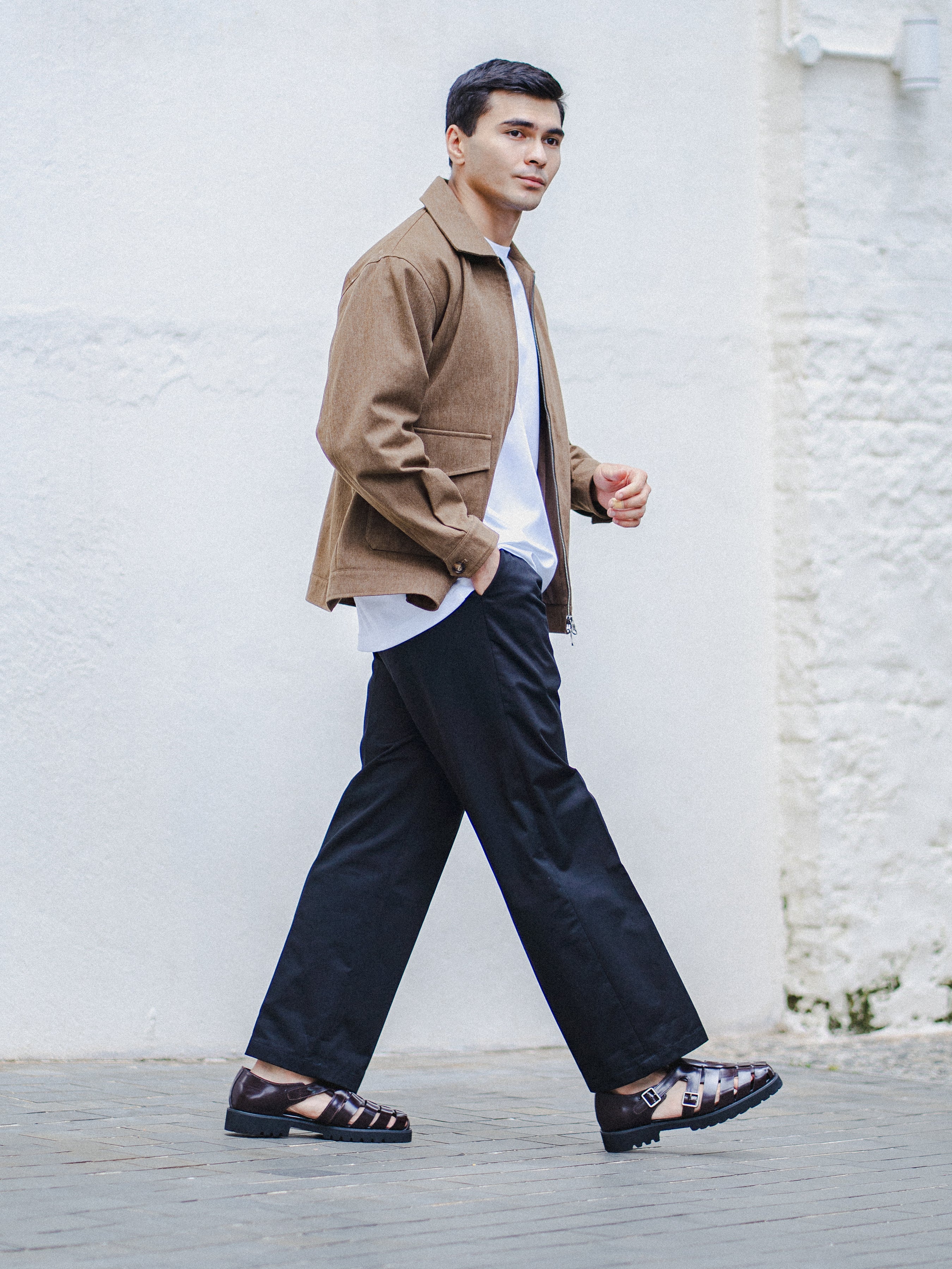 Veneto Sandal - Dark Brown Polished Leather (Eva Combat)