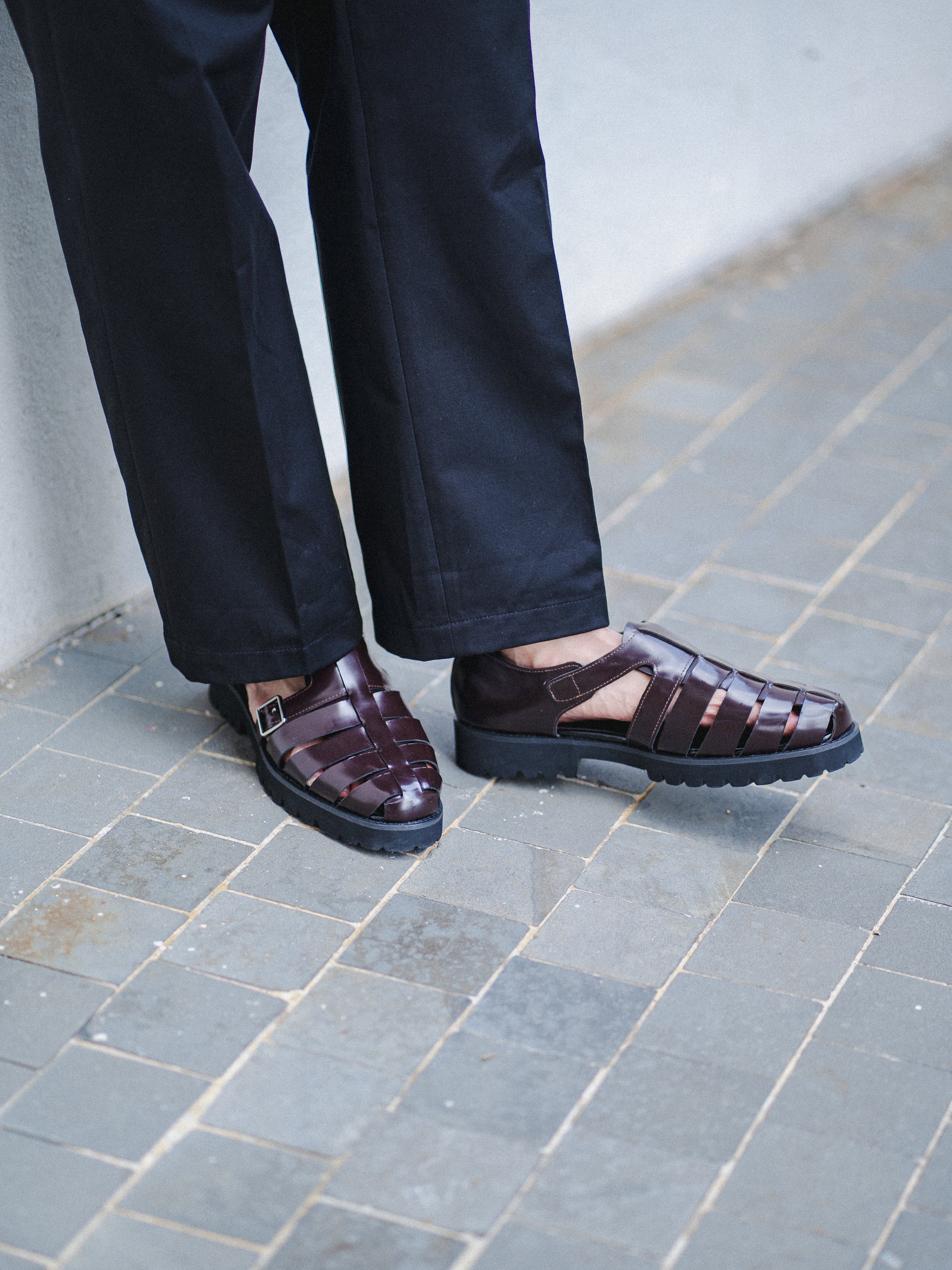 Veneto Sandal - Dark Brown Polished Leather (Eva Combat)