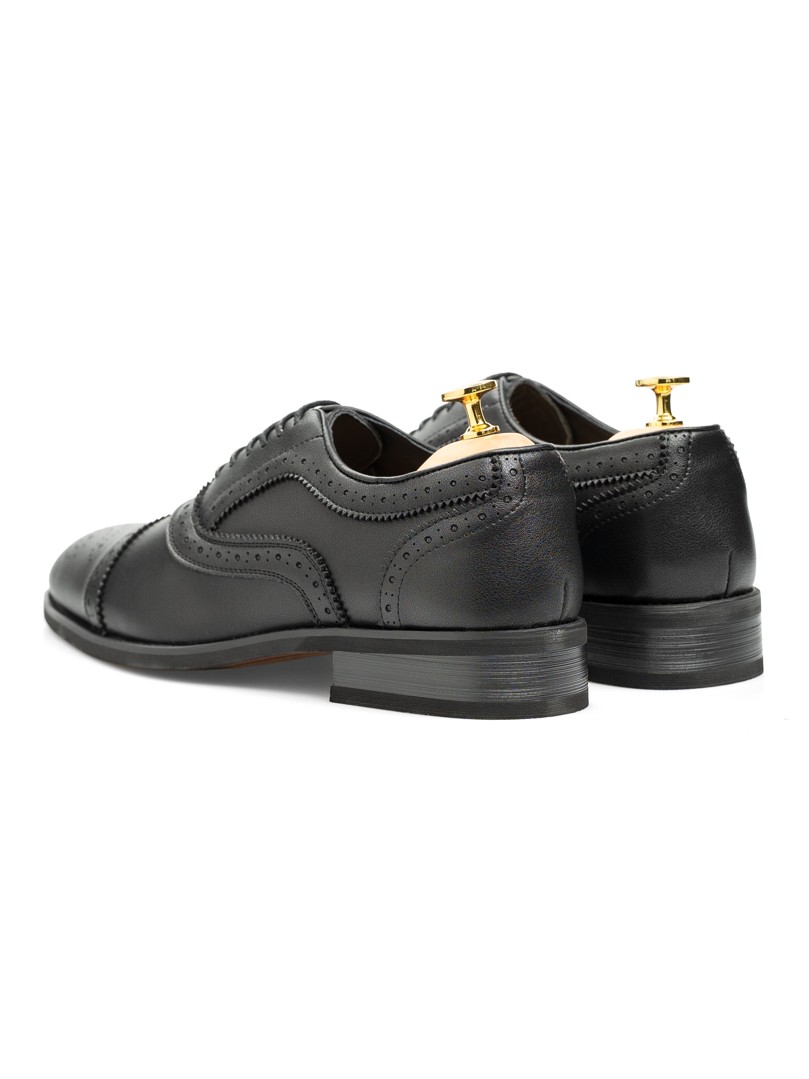 Virano Semi Brogue - Solid Black Leather (Stud Sole)