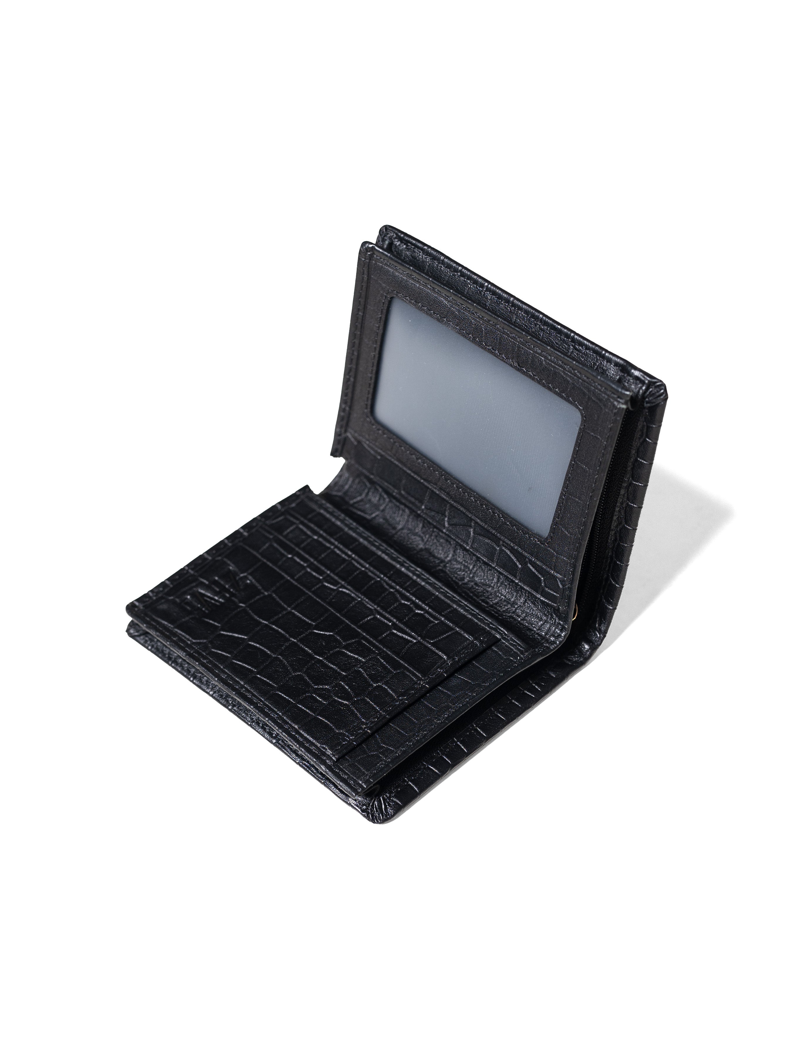Zeve Folding Wallet - Black Croco Leather
