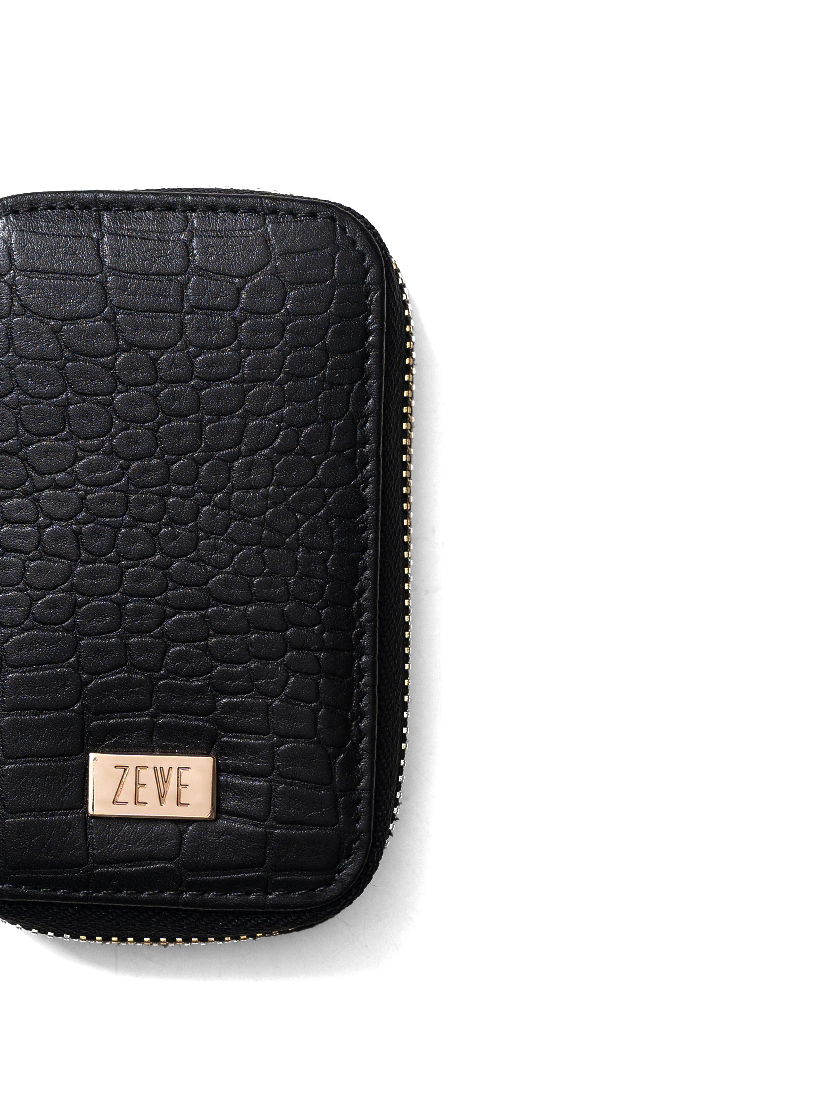 Zeve Key Case - Black Croco Leather
