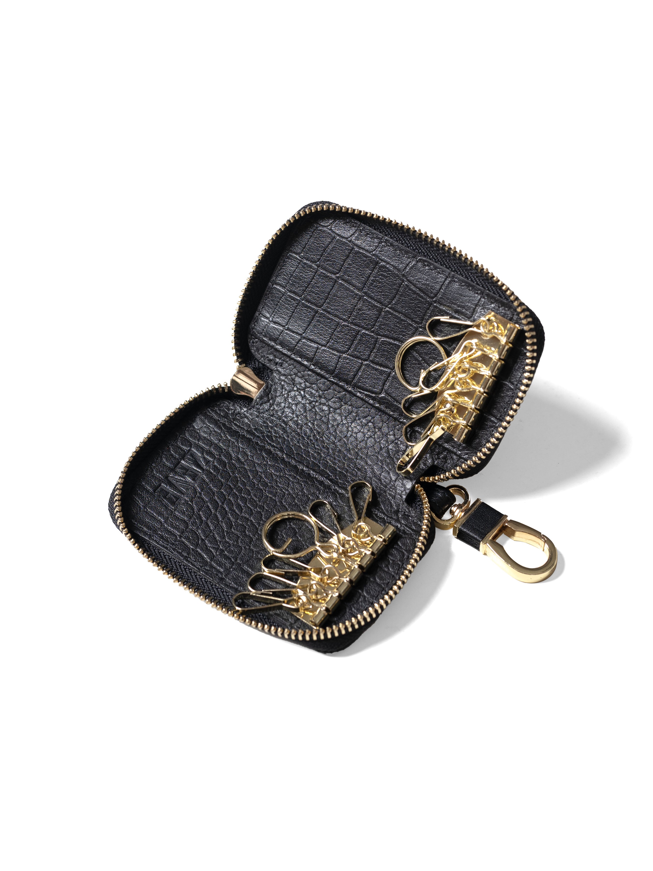 Zeve Key Case - Black Croco Leather