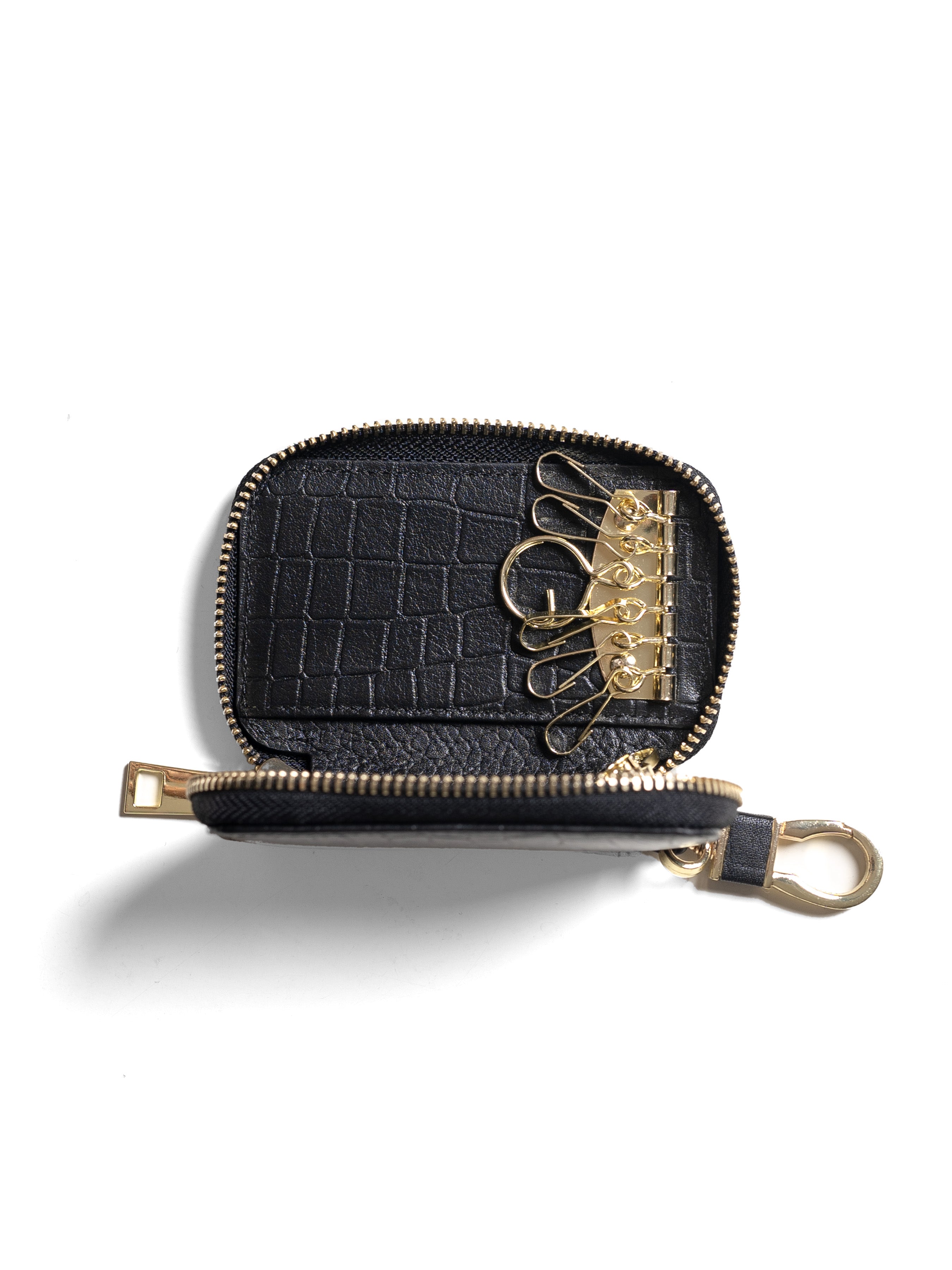 Zeve Key Case - Black Croco Leather