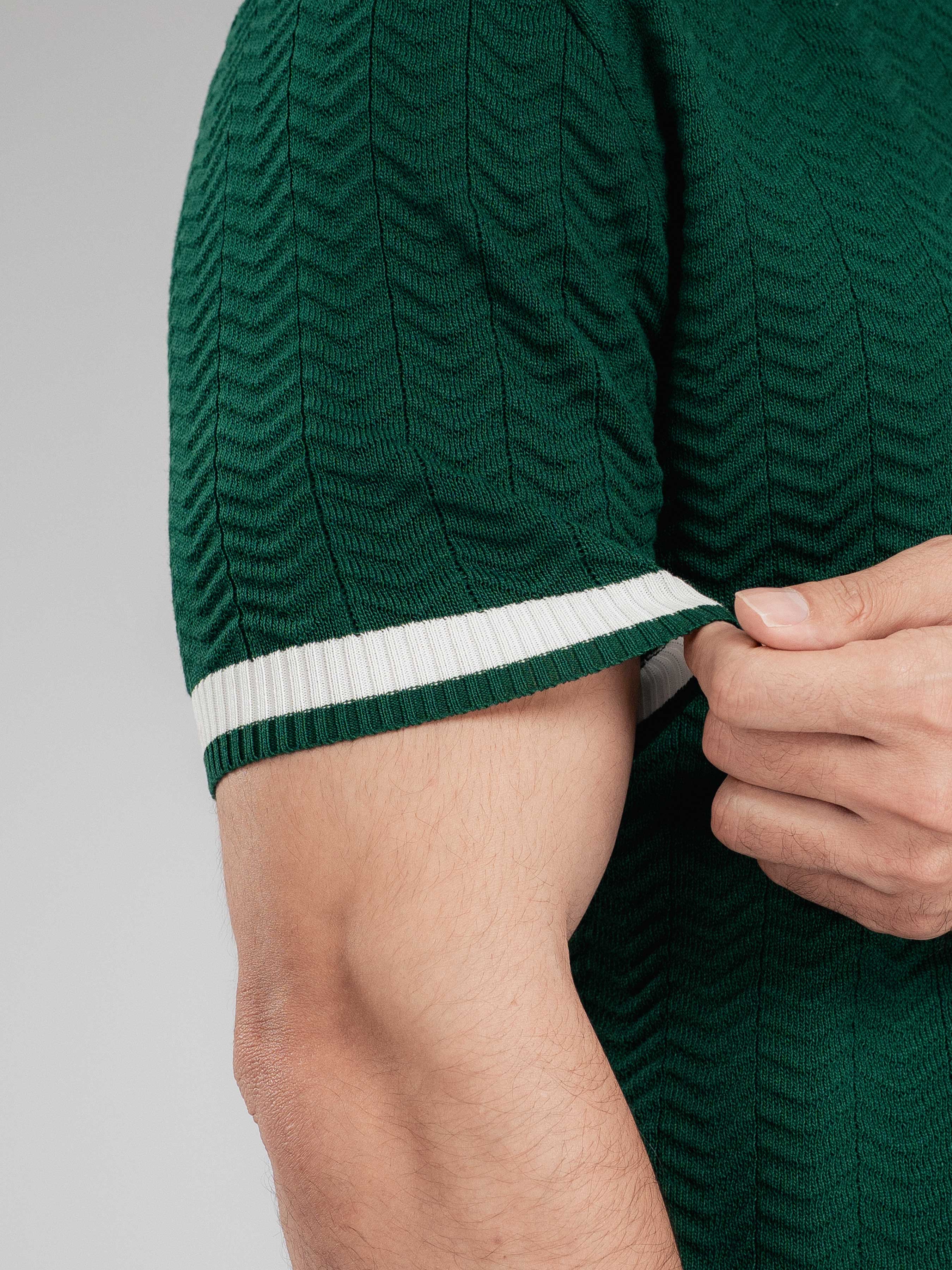 ZitaWaveKnitTeeEmeraldOpenCollarCuff - Zeve