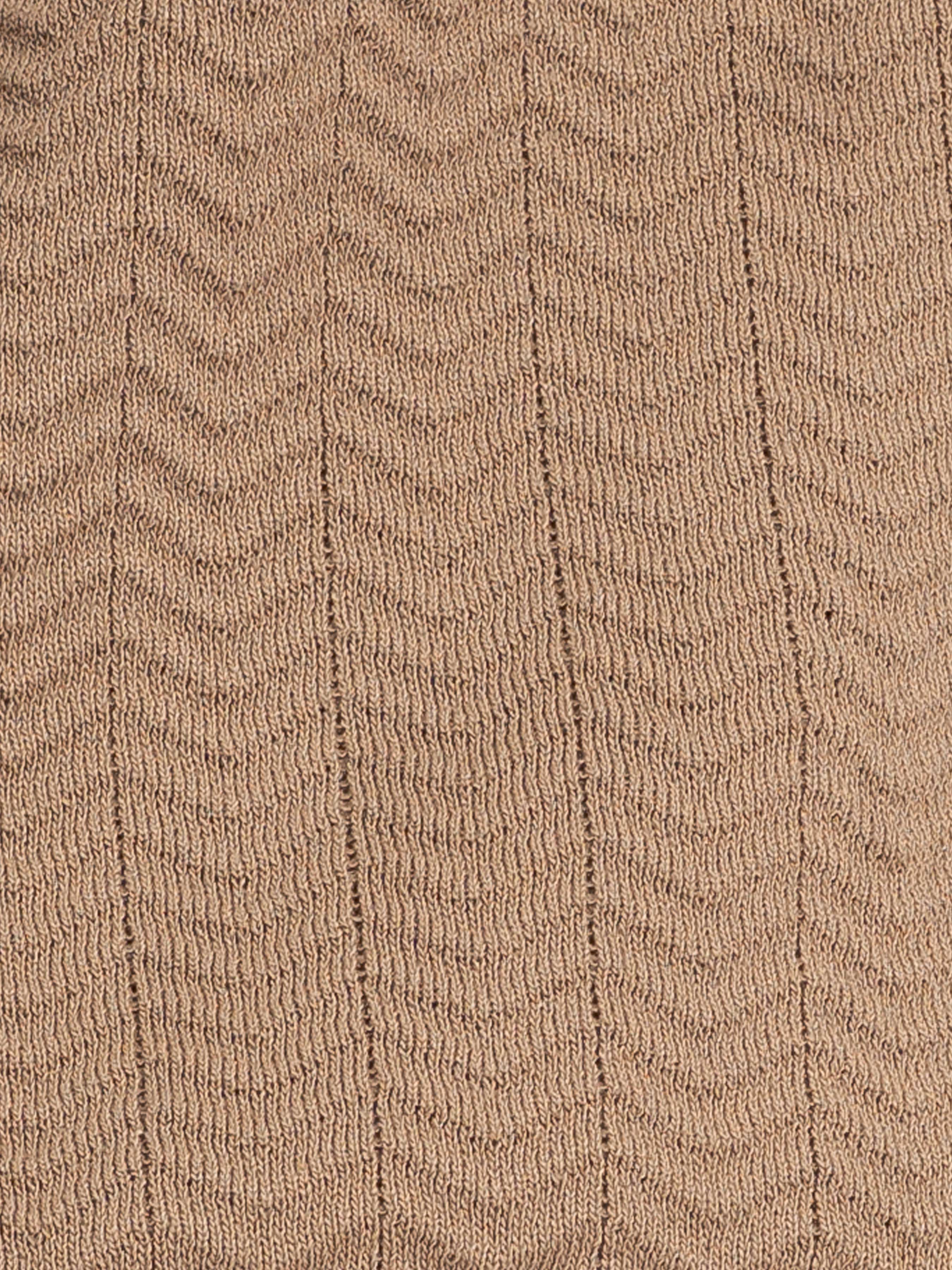 Zita Wave Knit Tee - Khaki Open Collar