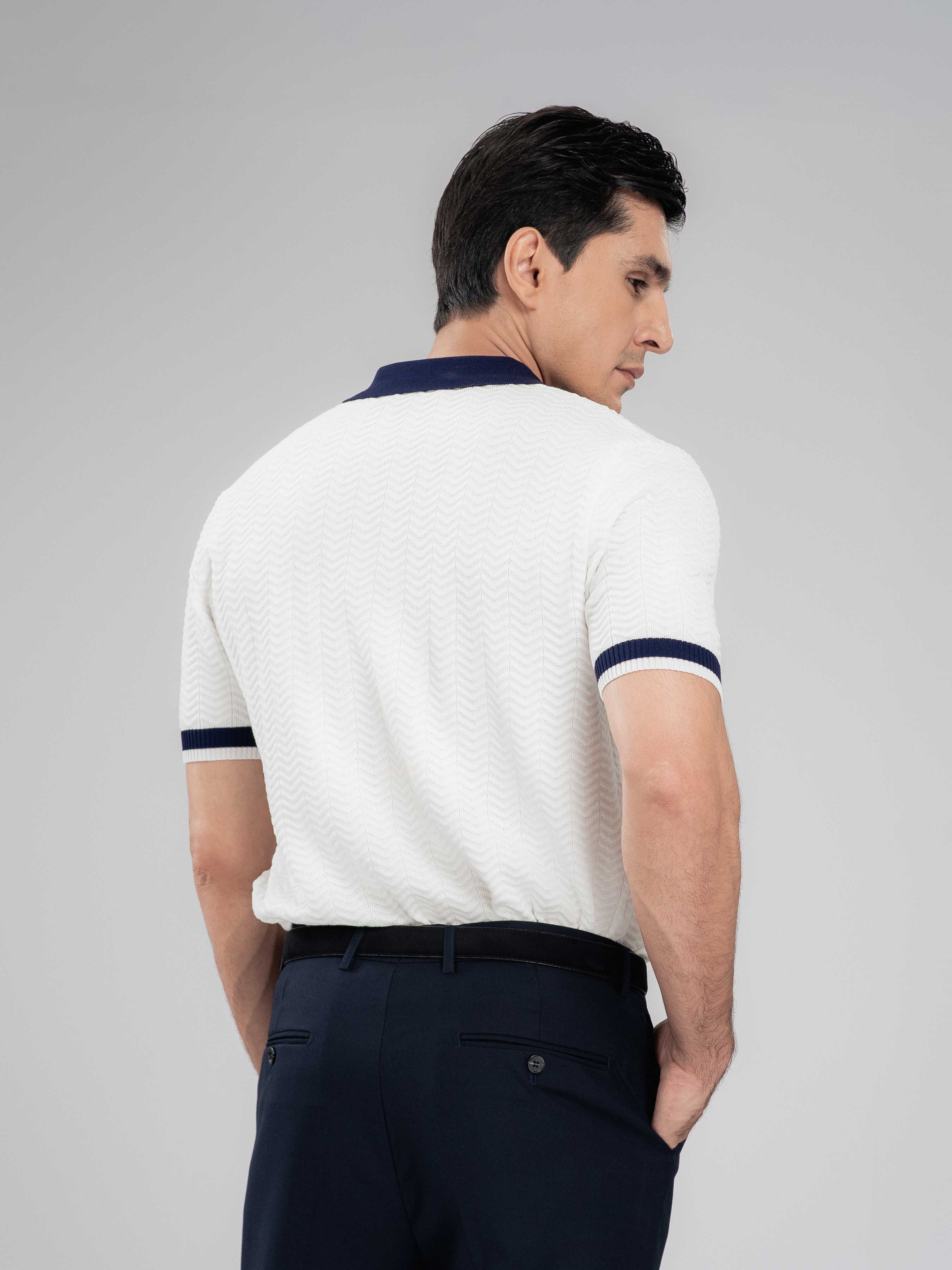 ZitaWaveKnitTeeWhiteOpenCollarBack - Zeve
