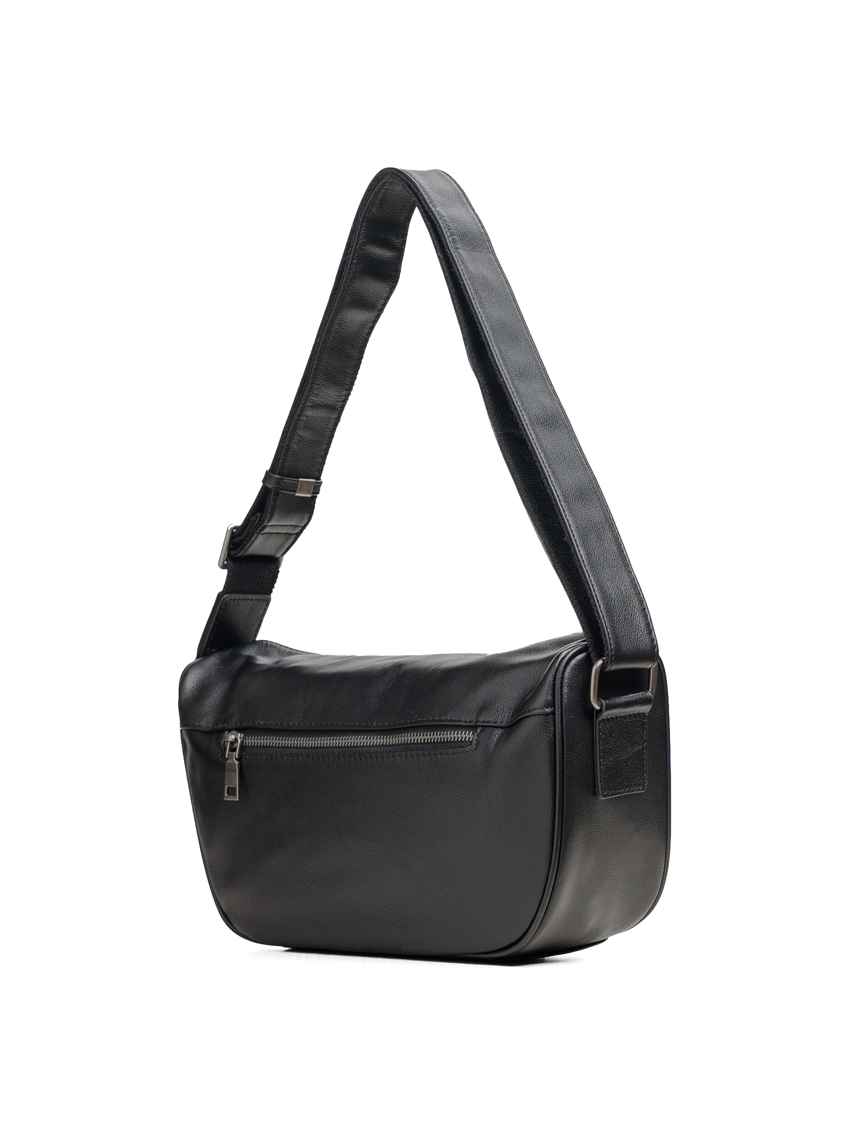 Leone Crossbody Bag - Black Leather