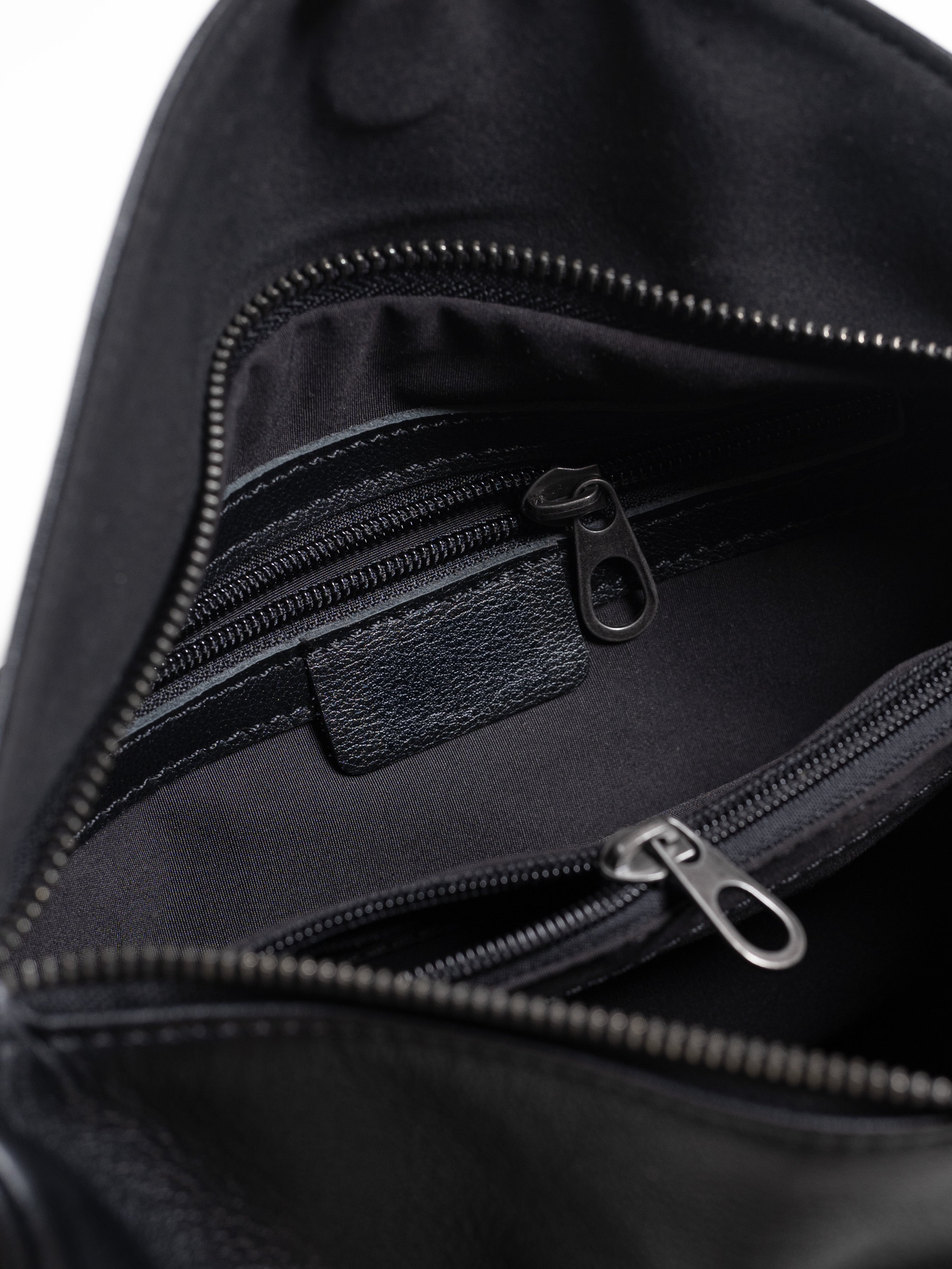Leone Crossbody Bag - Black Leather