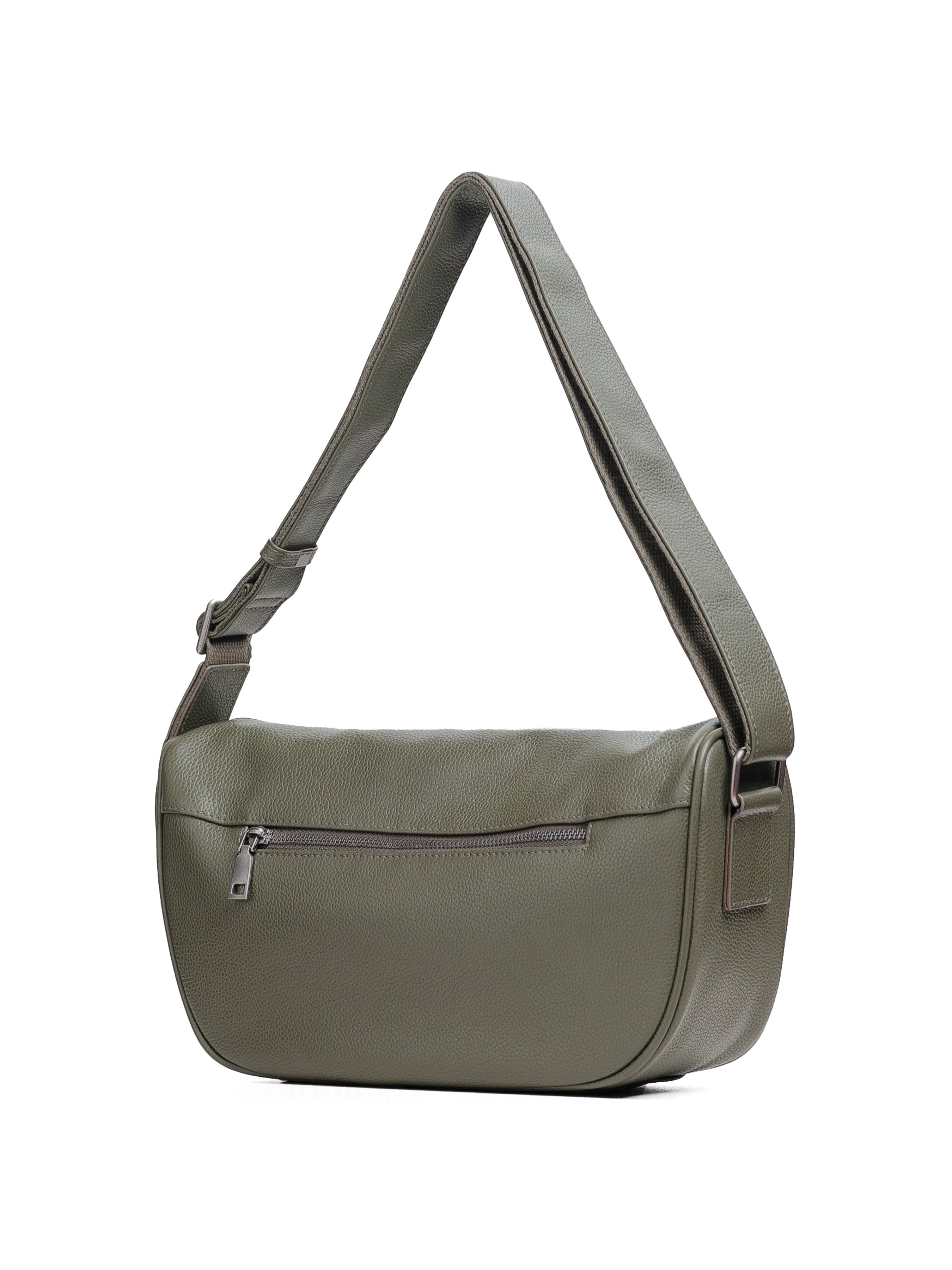 Leone Crossbody Bag - Olive Green Pebble Grain Leather
