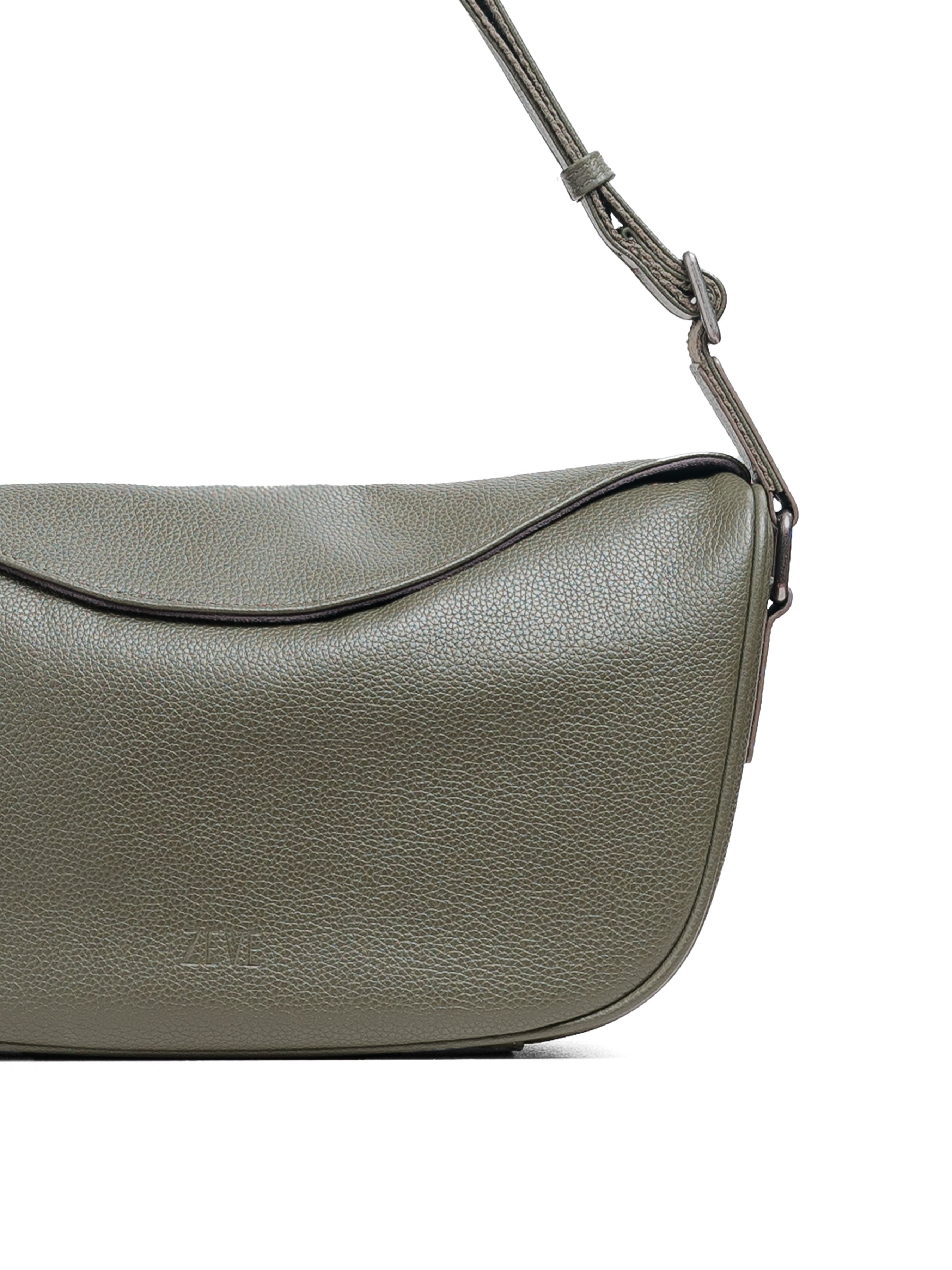 Leone Crossbody Bag - Olive Green Pebble Grain Leather