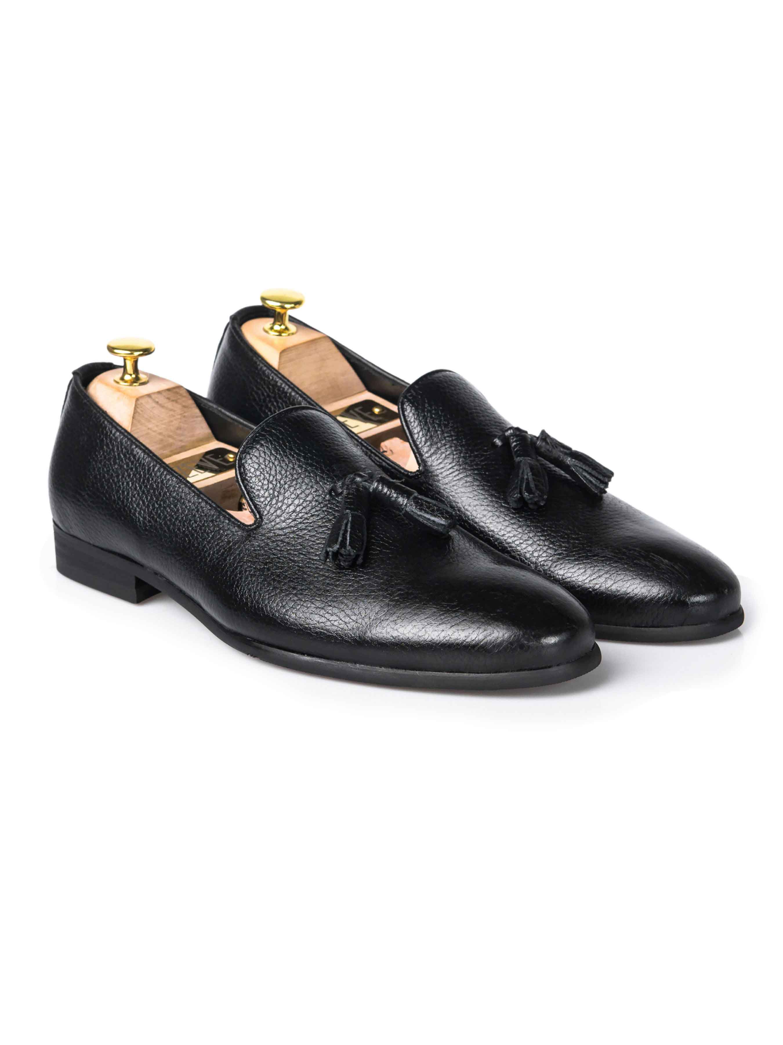 no1-LOAFER-SLIPPER-BLACK-PEBBLE-GRAIN-LEATHER-_COMBAT-SOLE_-zeve-kuala-lumpur-men-shoes - Zeve