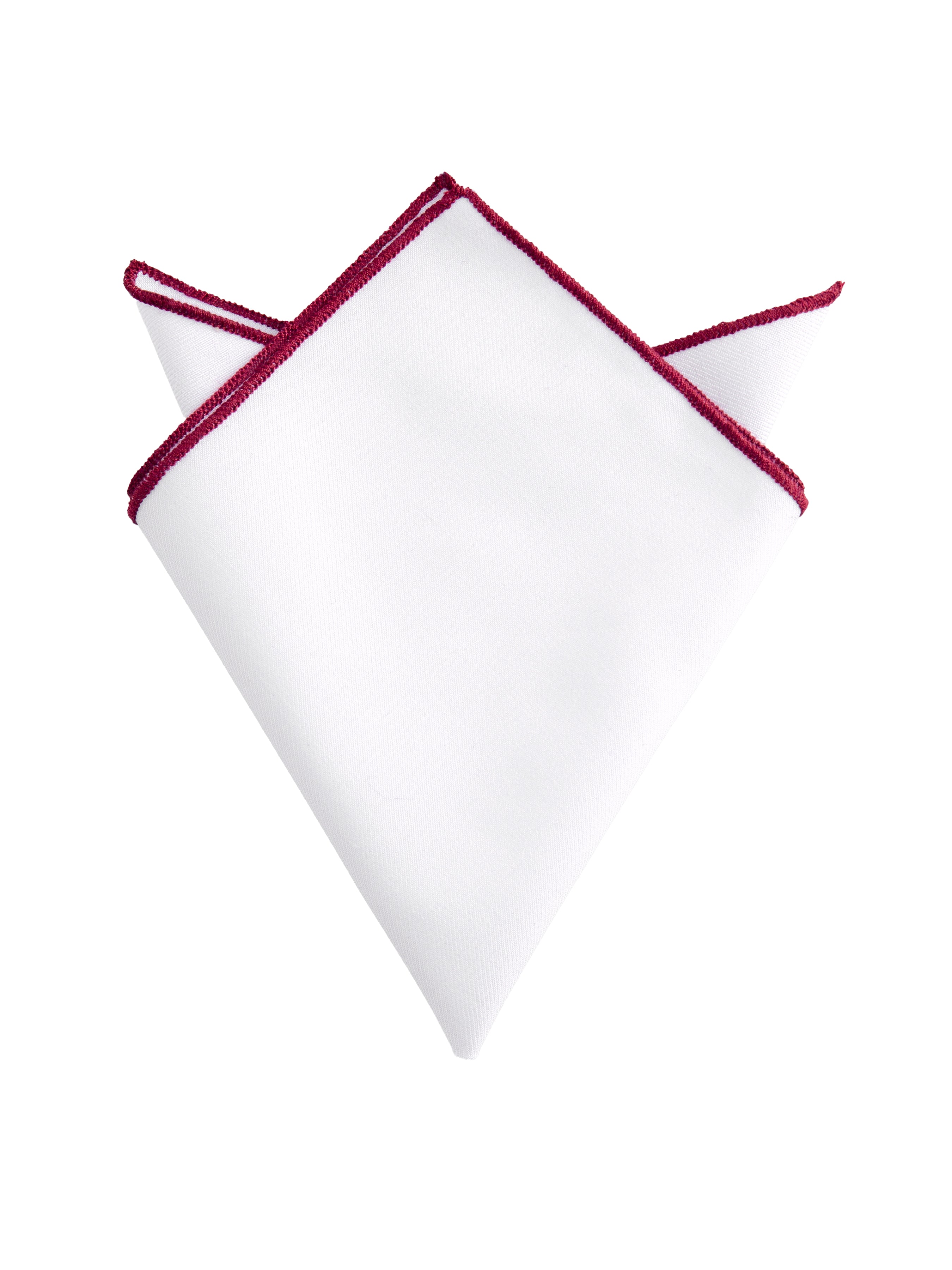 Cotton White Pocket Square with Contrast Piping