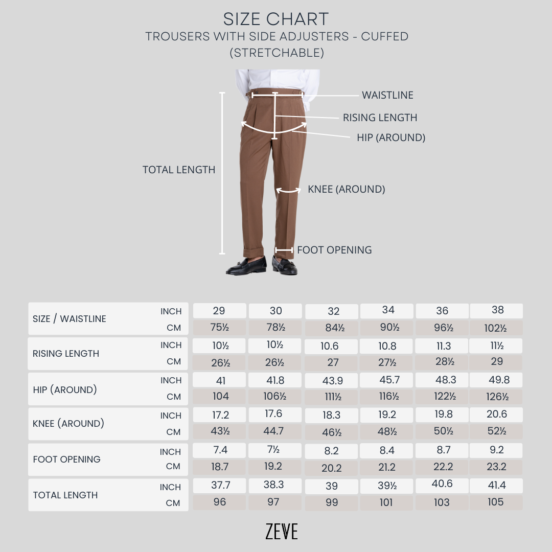 Trousers With Side Adjusters - Black Solid Cuffed (Tapered)