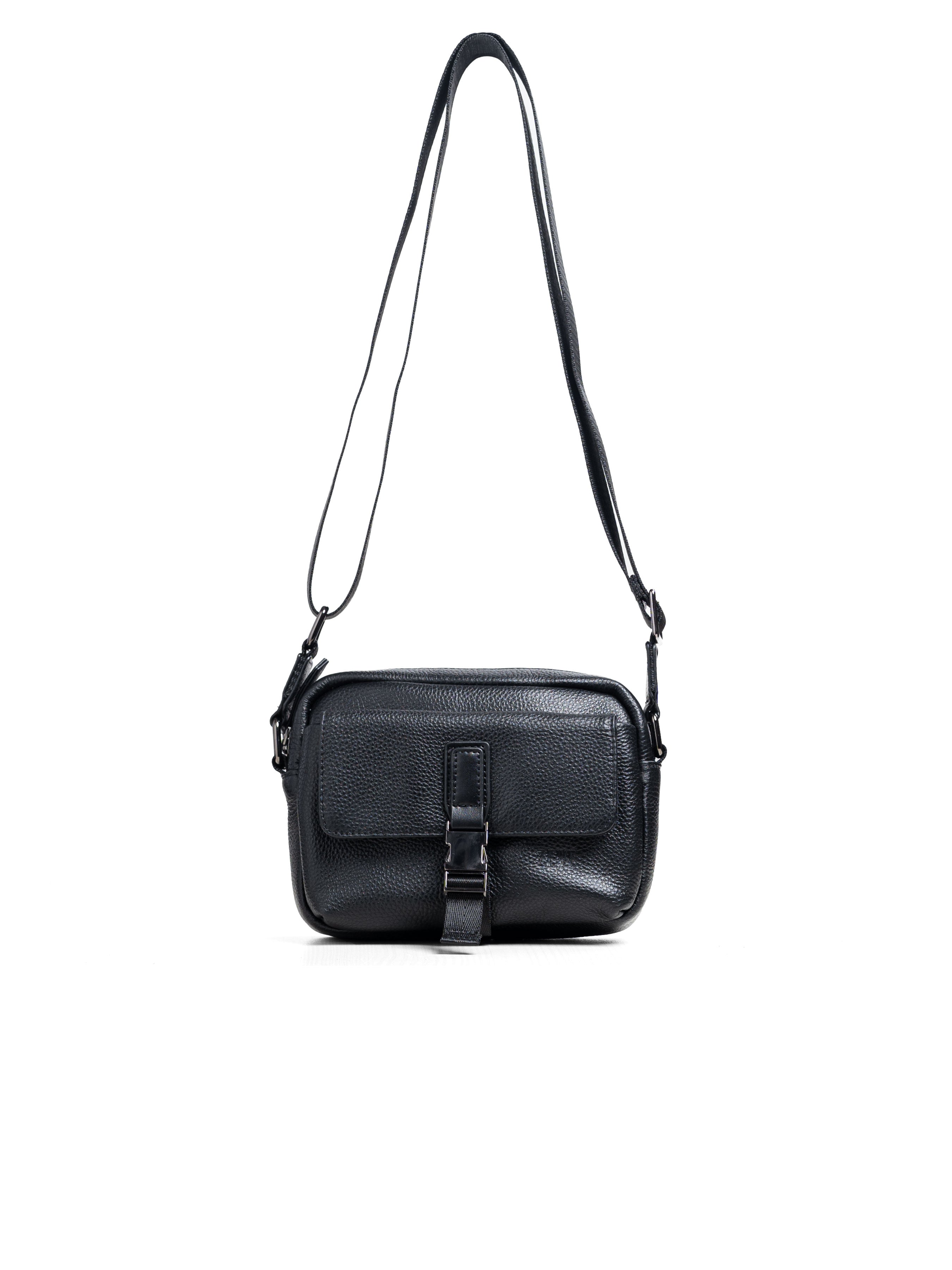 Livorno Crossbody Bag - Black Pebble Grain Leather