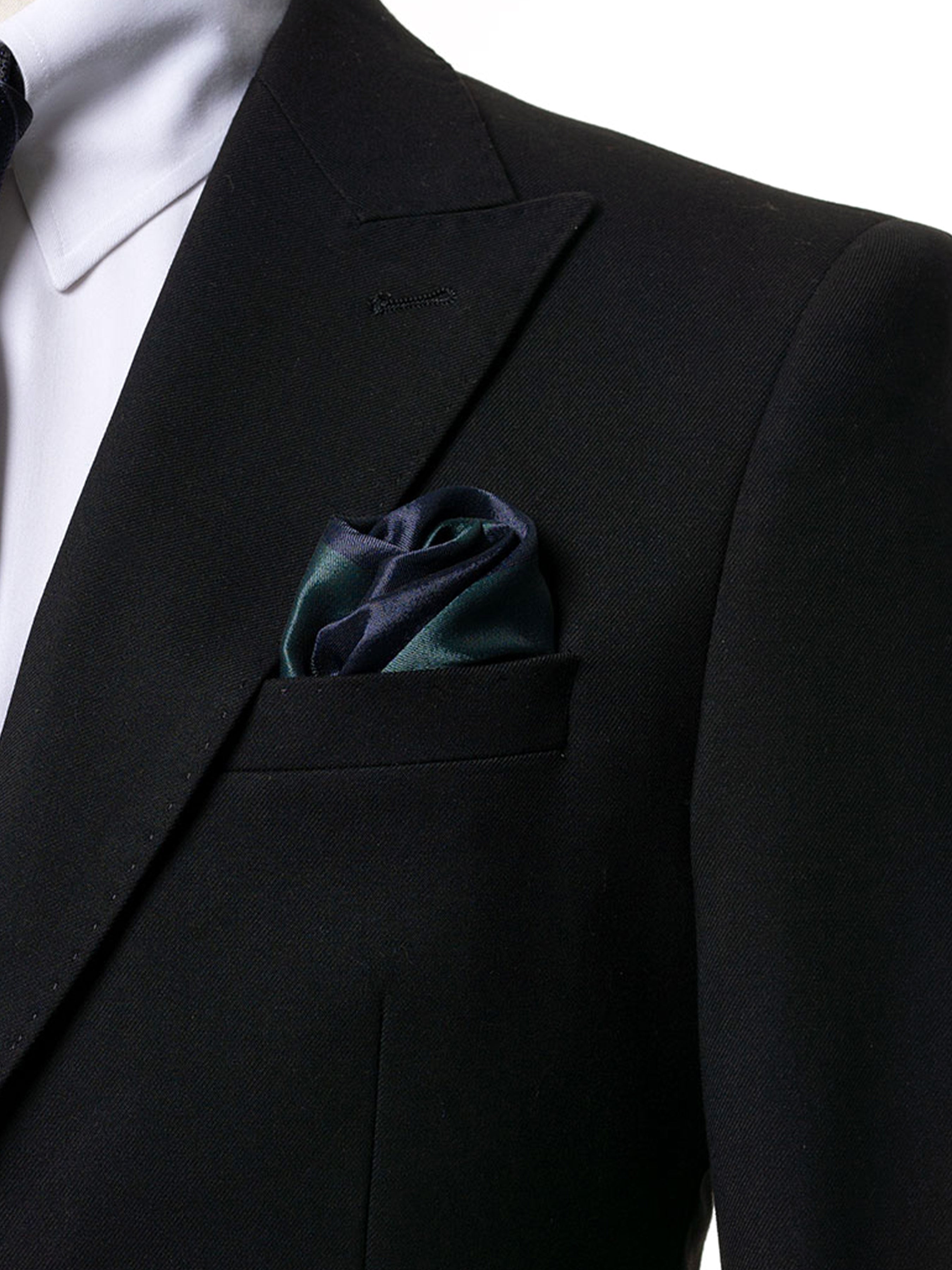 Stripe Pocket Square - Emerald Green with Blue Line - Zeve Shoes