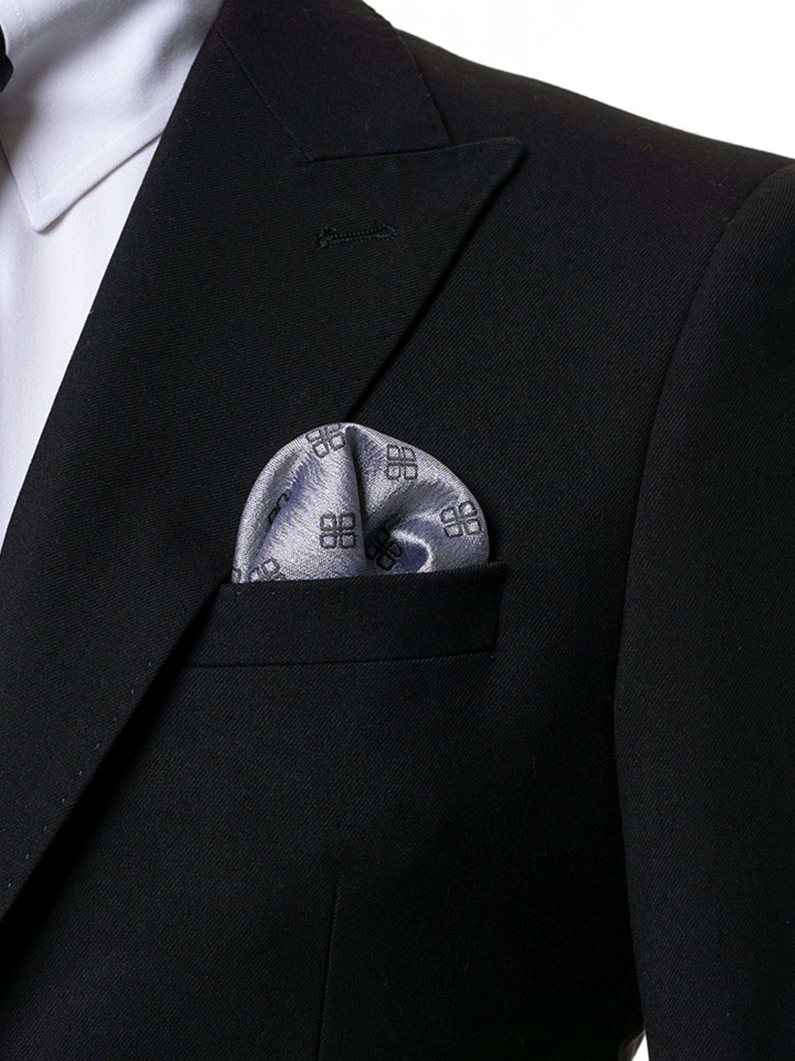 Geometric Pocket Square - Silver Grey - Zeve Shoes