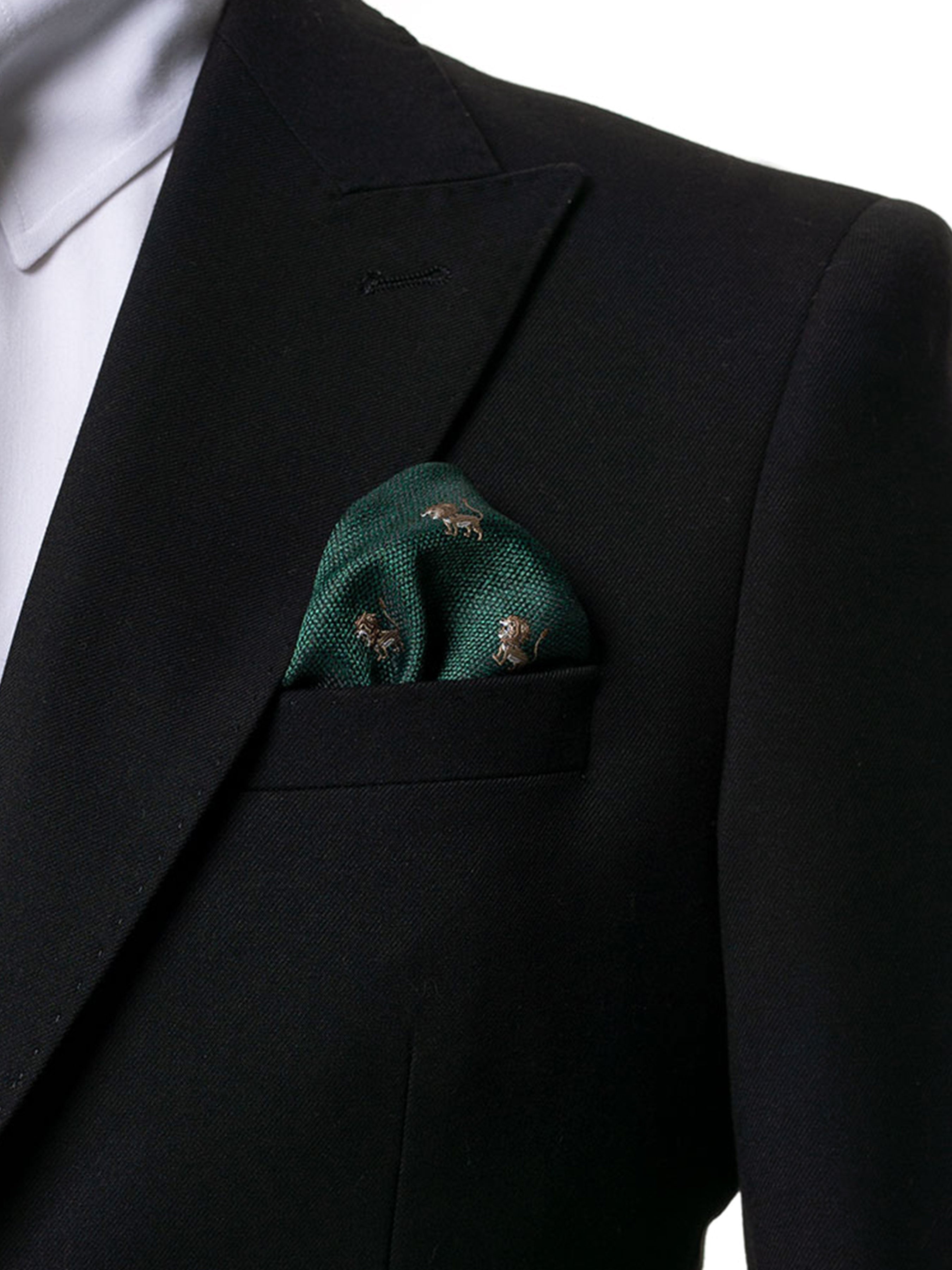 Lion Pocket Square - Emerald Green - Zeve Shoes