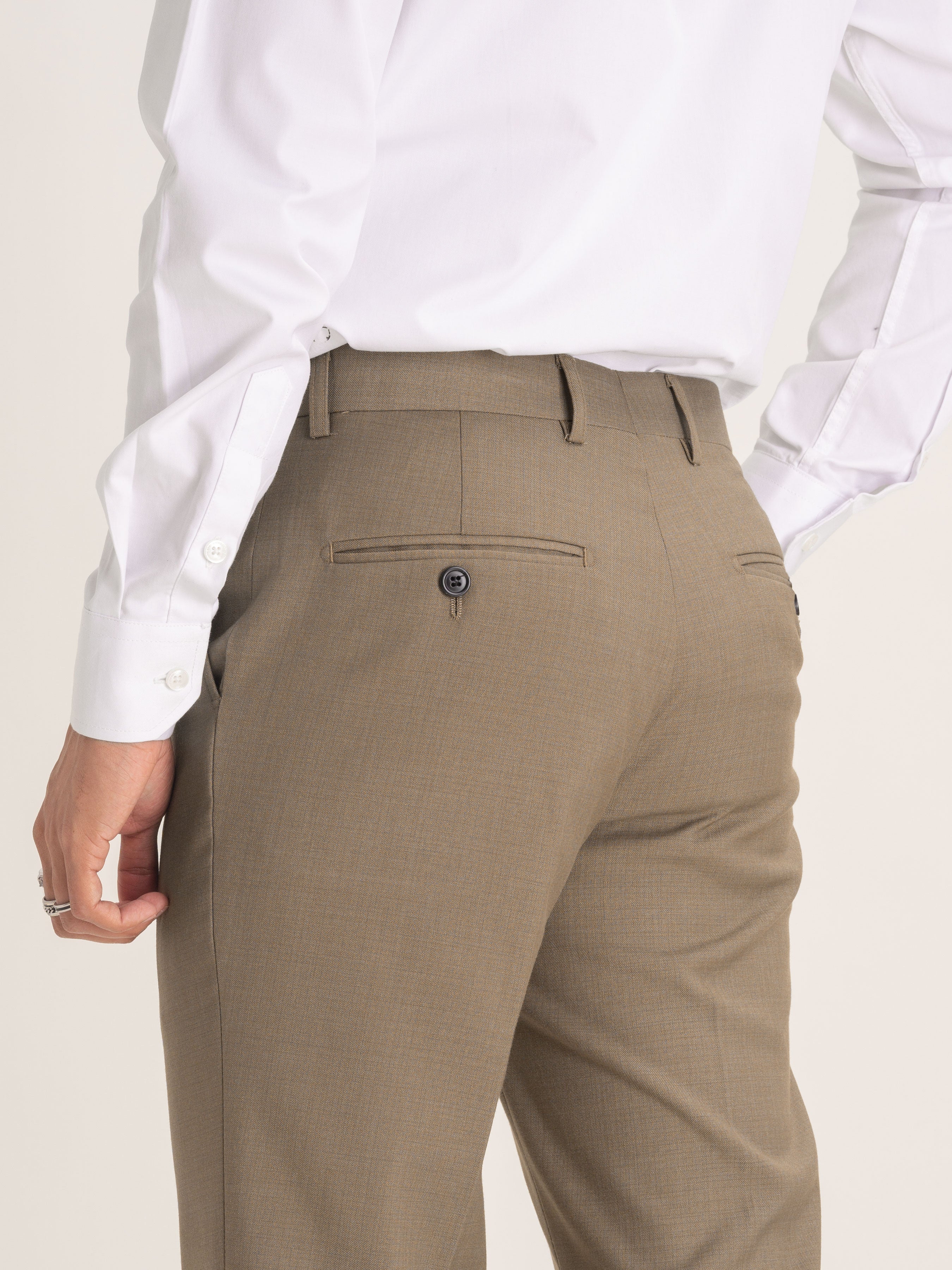 Trousers With Belt Loop - Khakis Plain (Stretchable) - Zeve Shoes