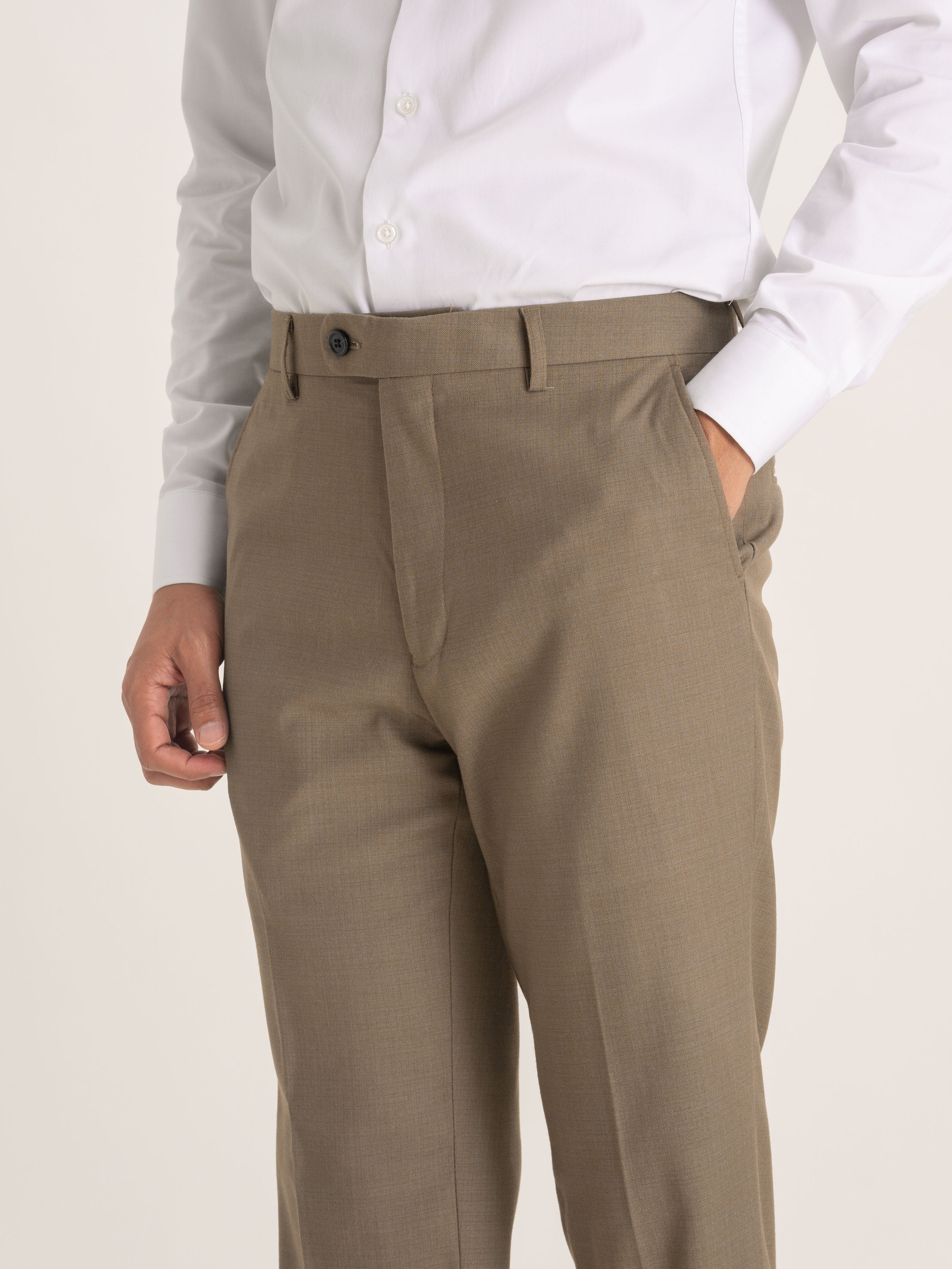 Trousers With Belt Loop - Khakis Plain (Stretchable) - Zeve Shoes