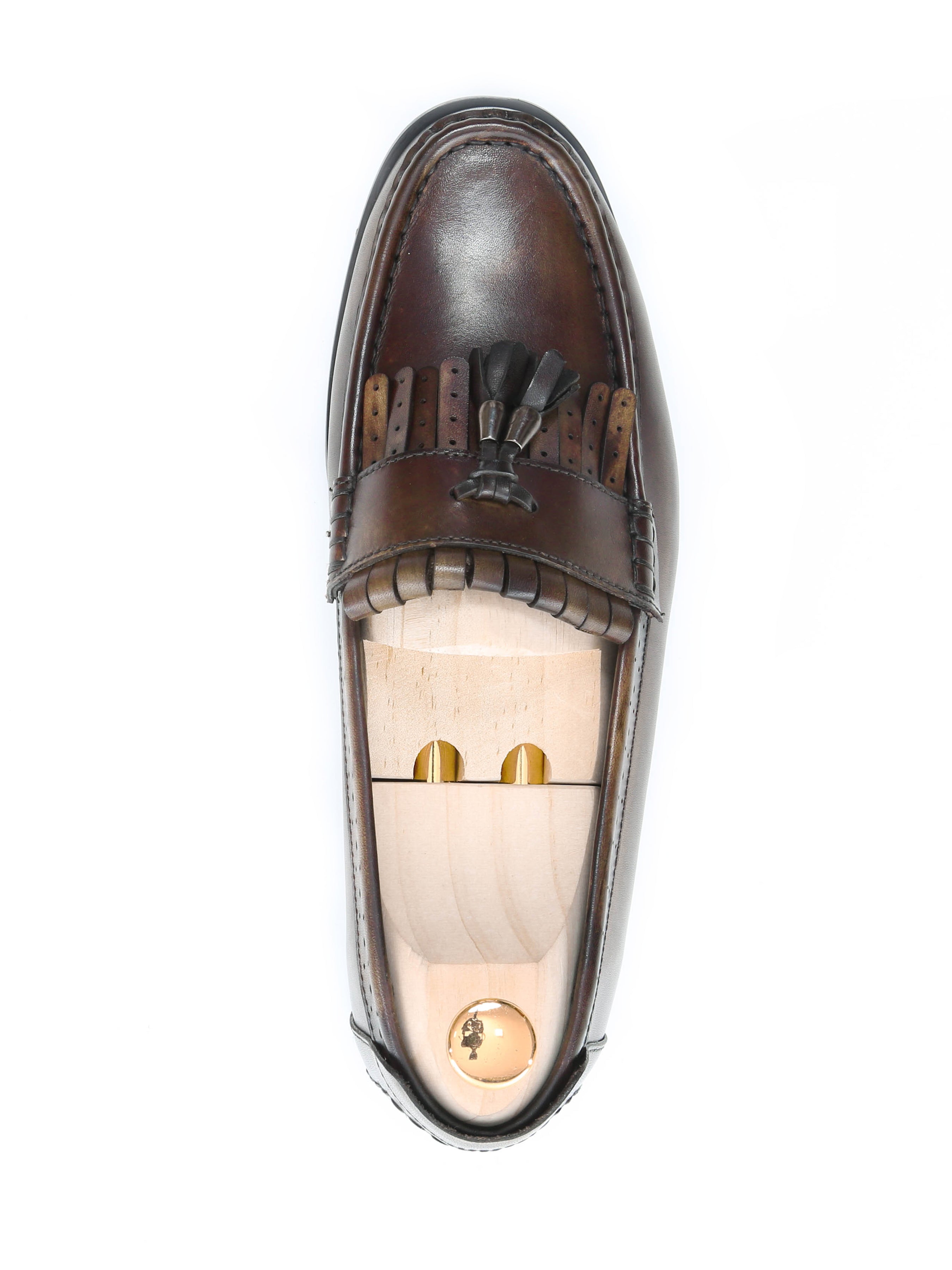 Fringe Classic Loafer - Khakis with Tassel (Hand Painted Patina) - Zeve Shoes